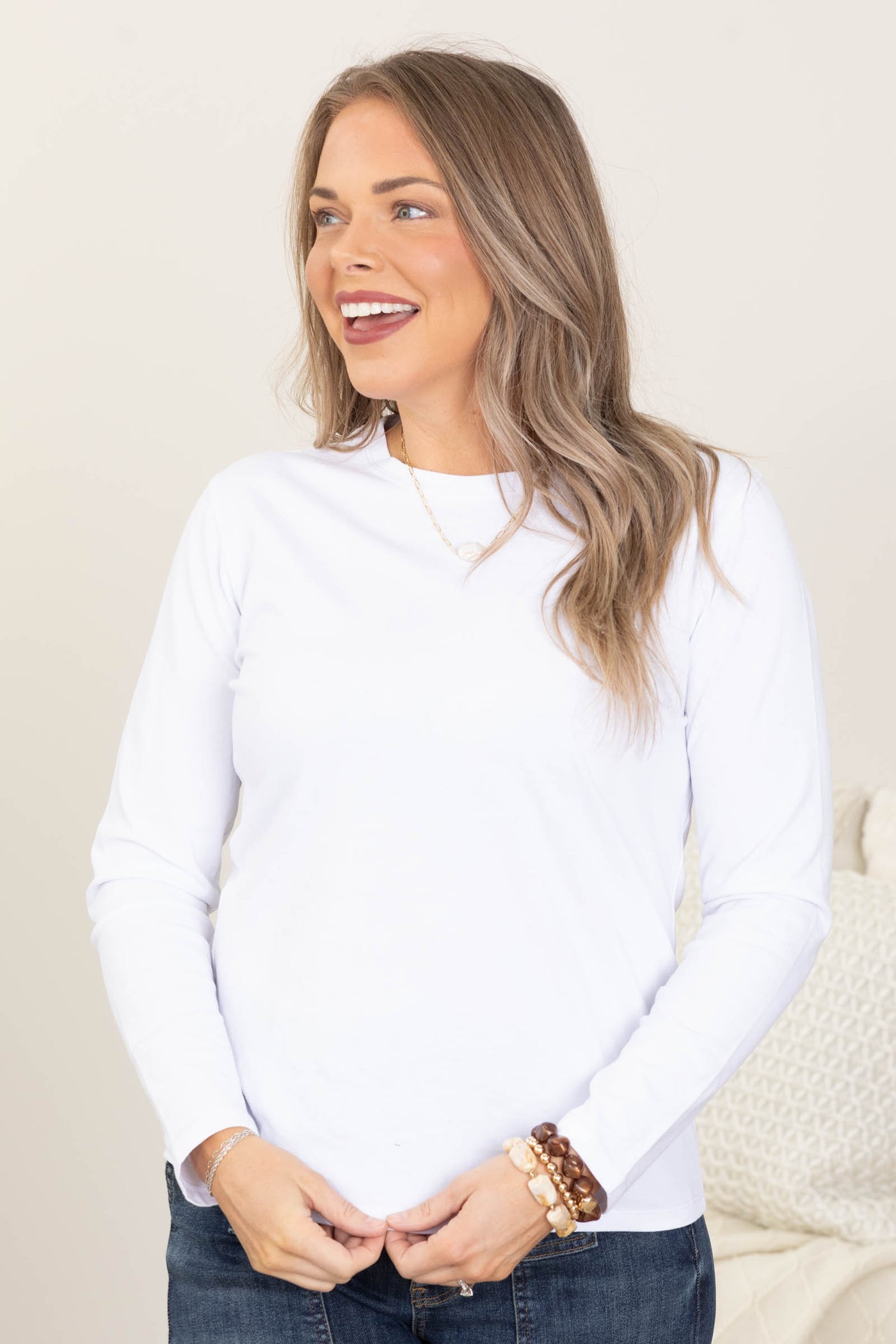 Soft Touch Long Sleeve Cotton Knit Tops