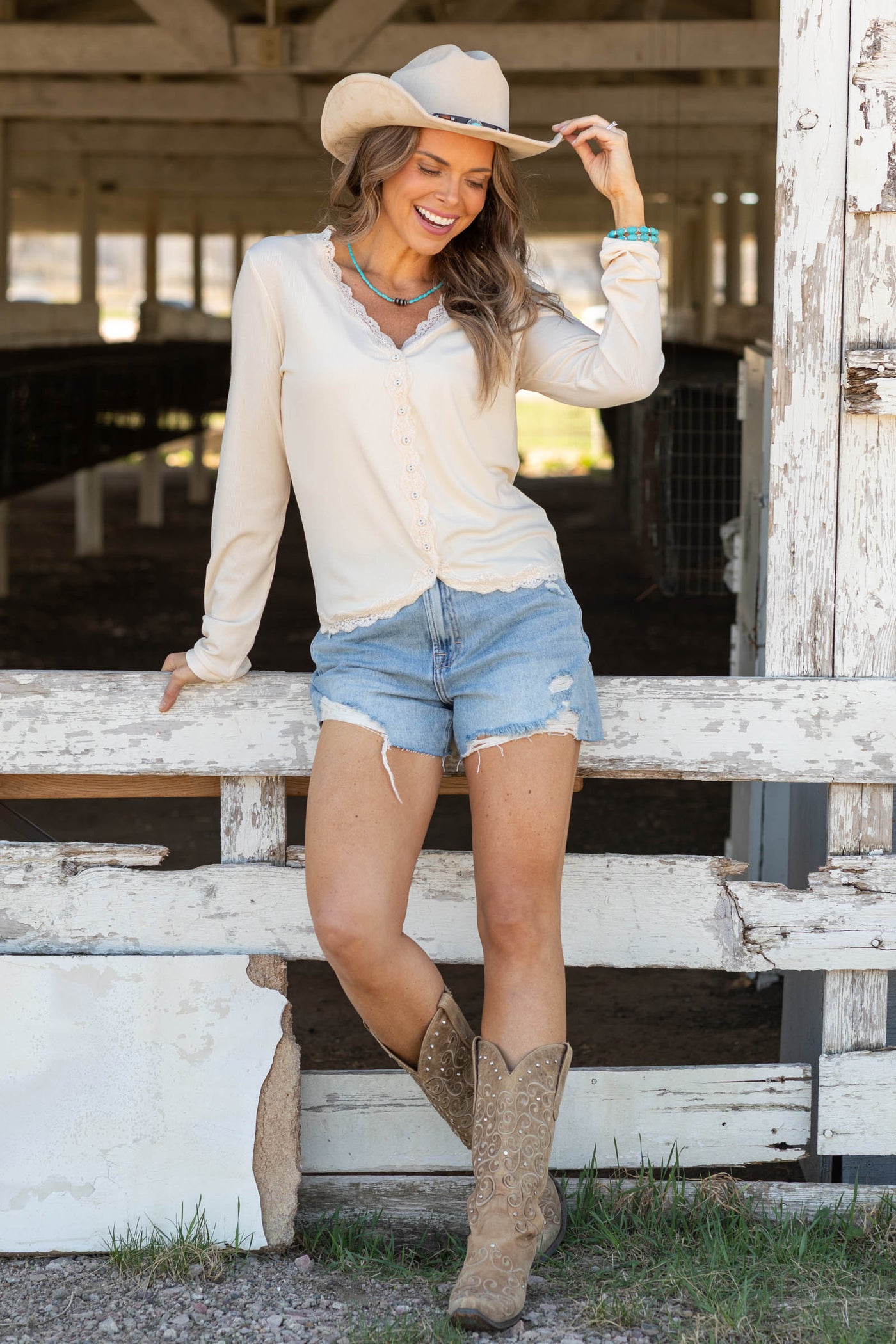 Cream Lace Trim Button Down Cardigan