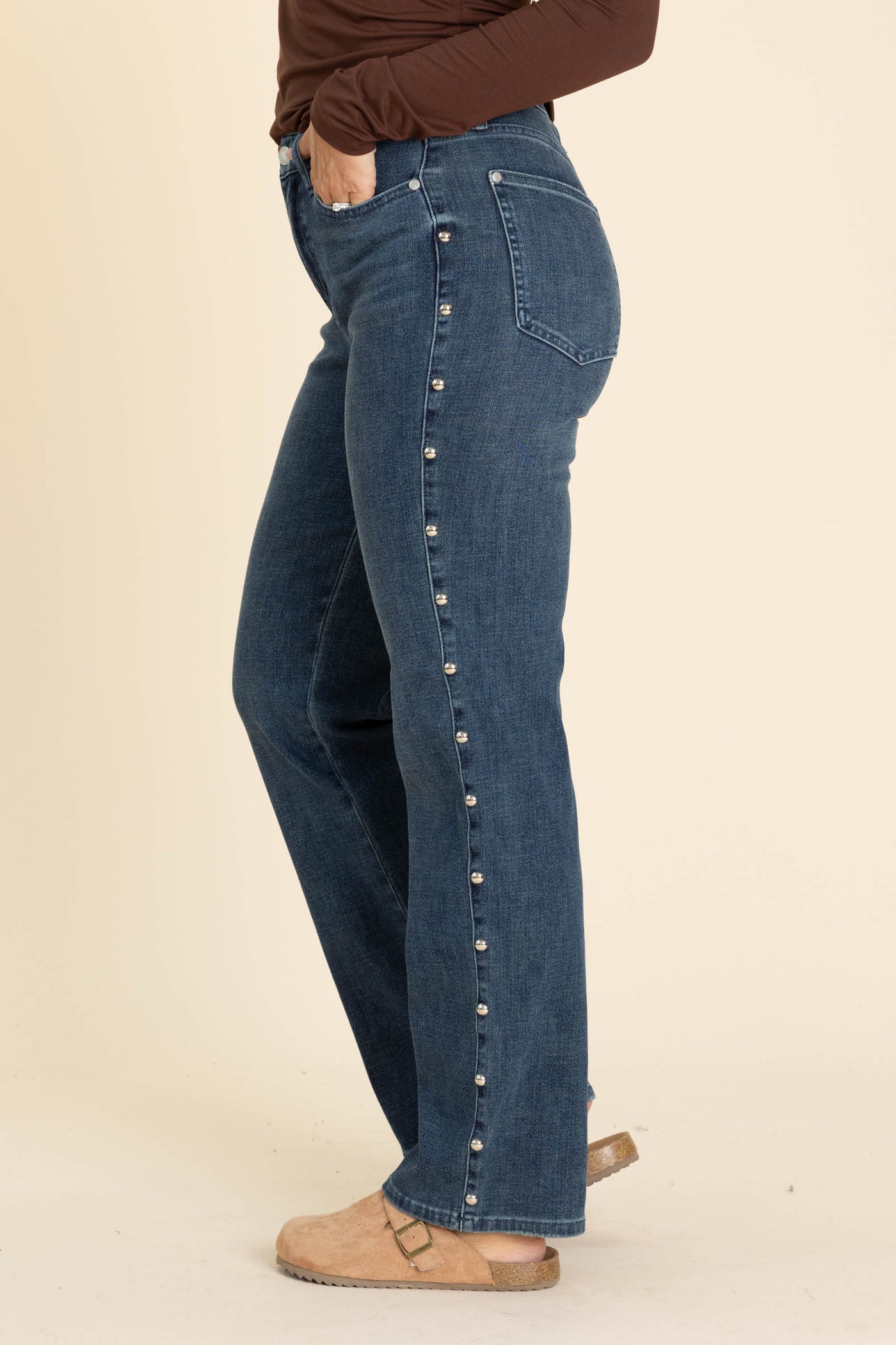 Judy Blue Straight Dome Studs Detail Jeans