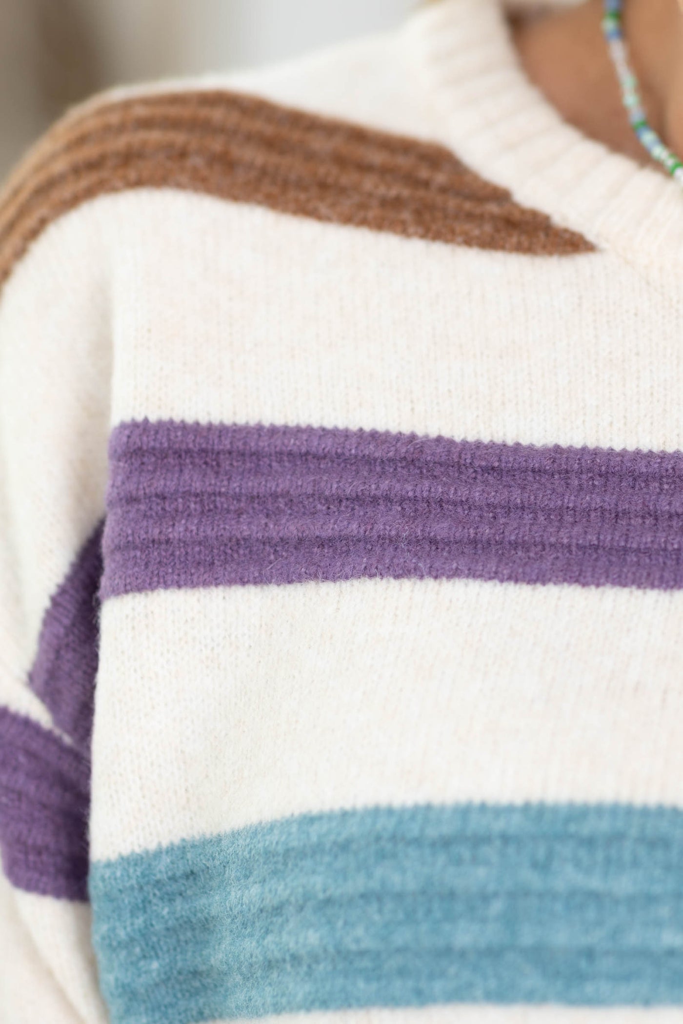 Staccato Multicolor Texture Striped Pullover Sweater