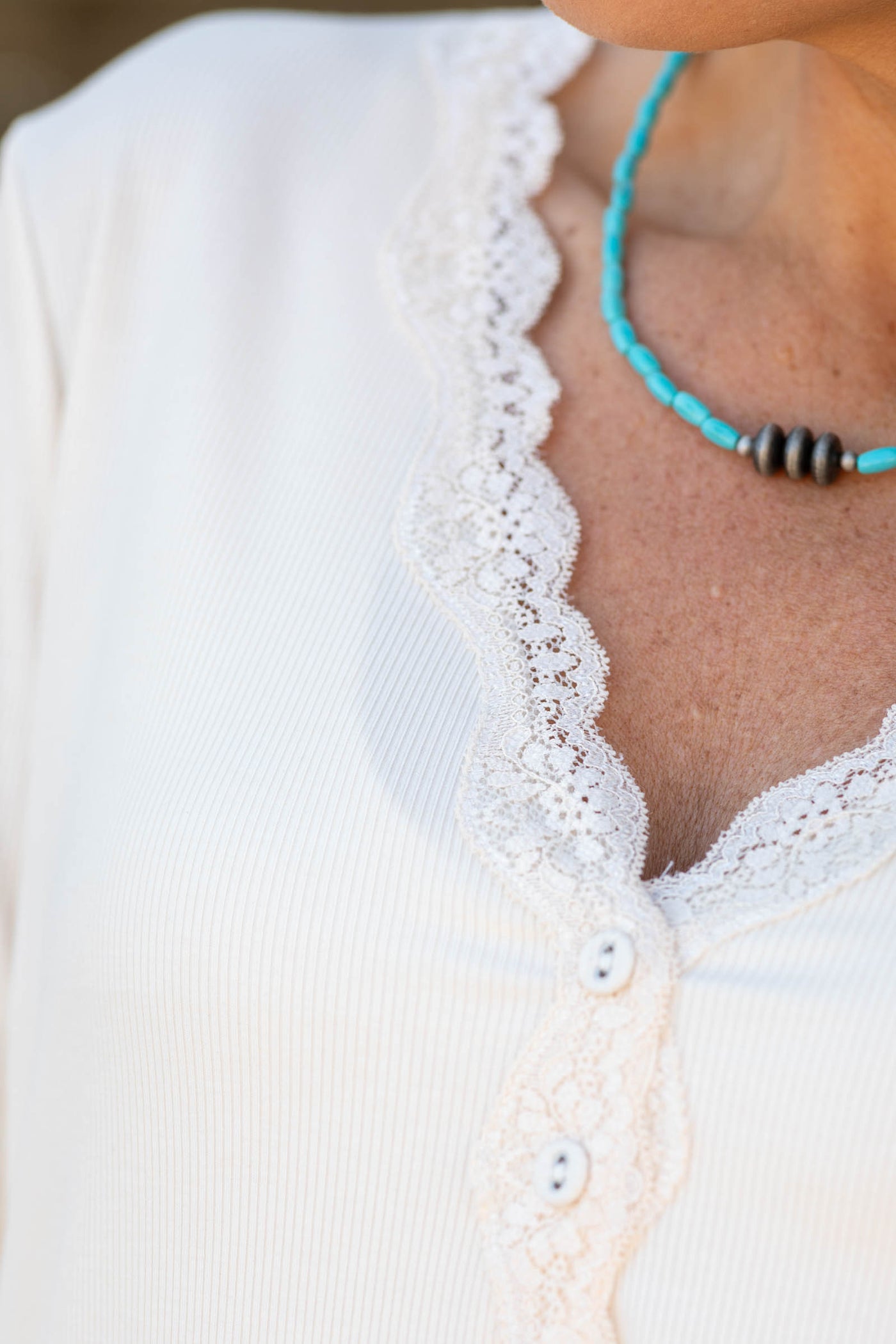 Cream Lace Trim Button Down Cardigan