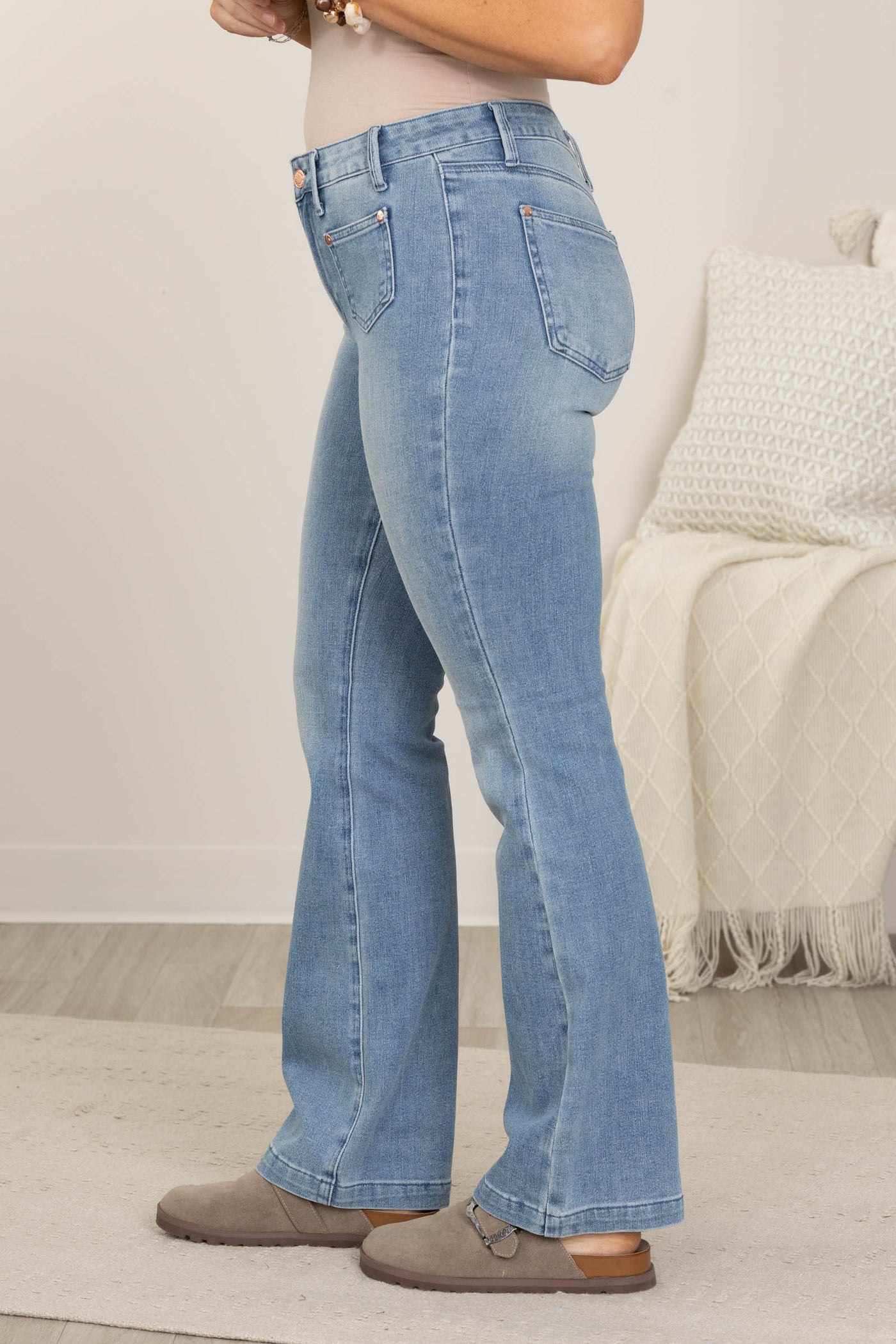 Judy Blue Bootcut Contrast Wash Front Pocket Jeans