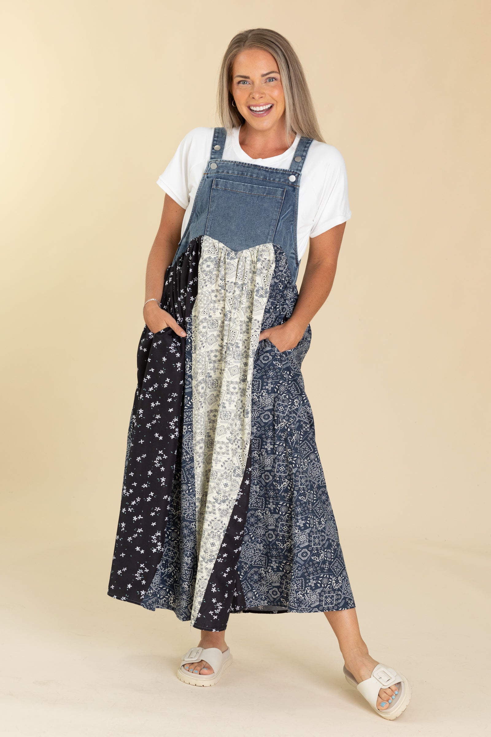 Denim Washed Top Overall Dress · Filly Flair