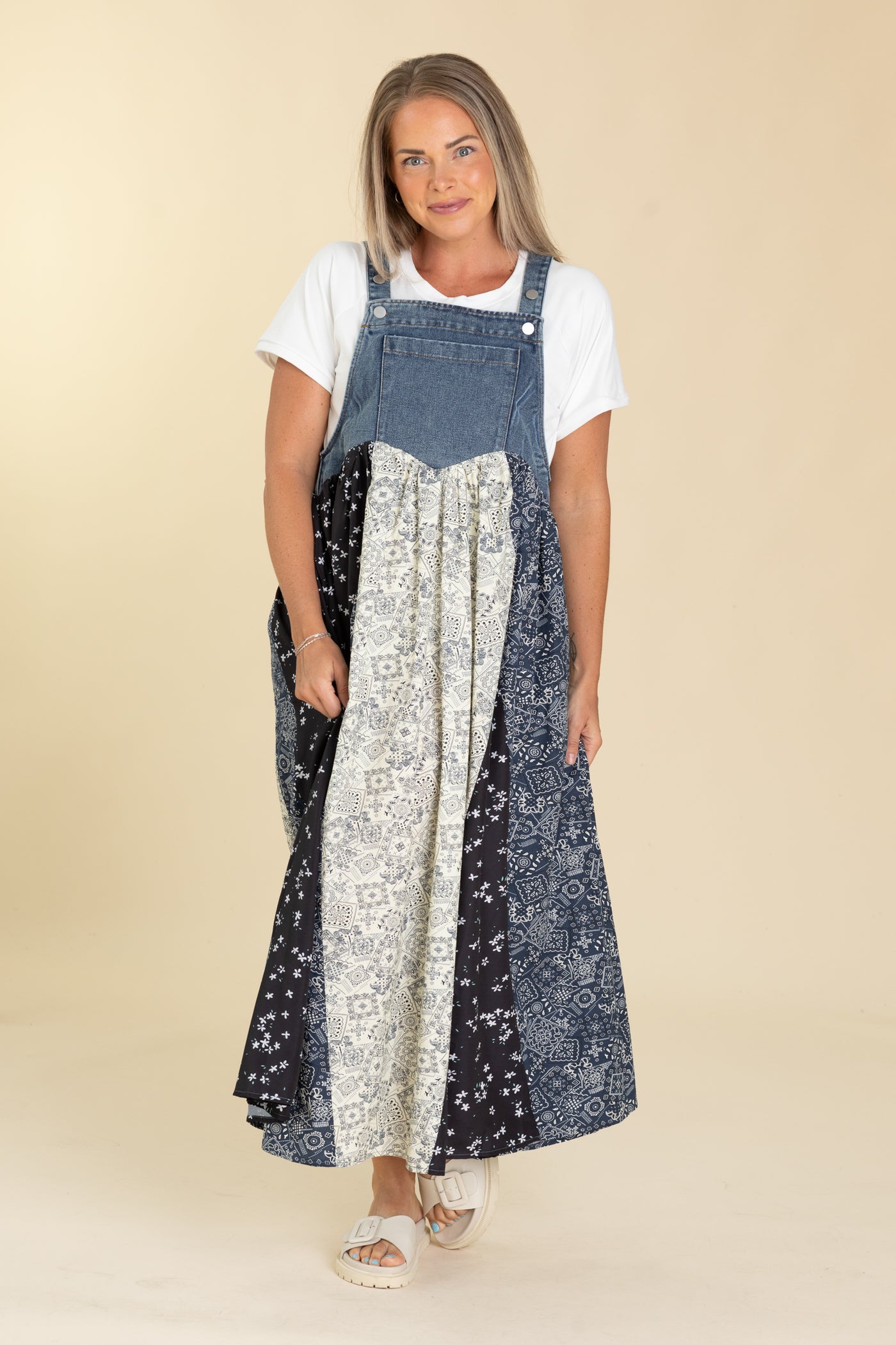 Denim Washed Top Overall Dress - S Denim Washed Top Overall Dress - S