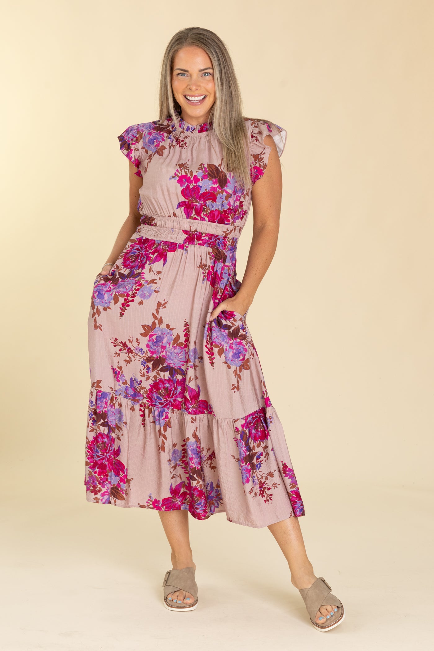mauve midi dress with sleeves mauve midi dress Lily Mauve Gauze Belted Midi Dress, Small-parroquiadesanalbertomagno.com
