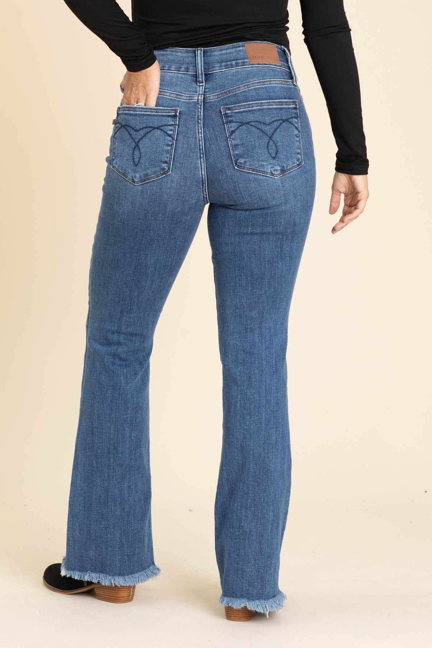 Judy Blue Bootcut Double Button Fray Hem Jeans