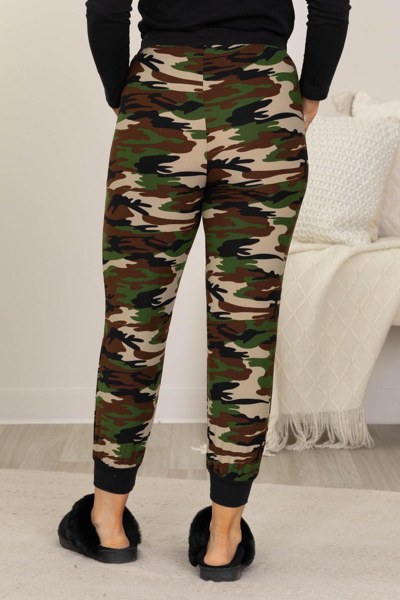 High Rise Camouflage Drawstring Joggers