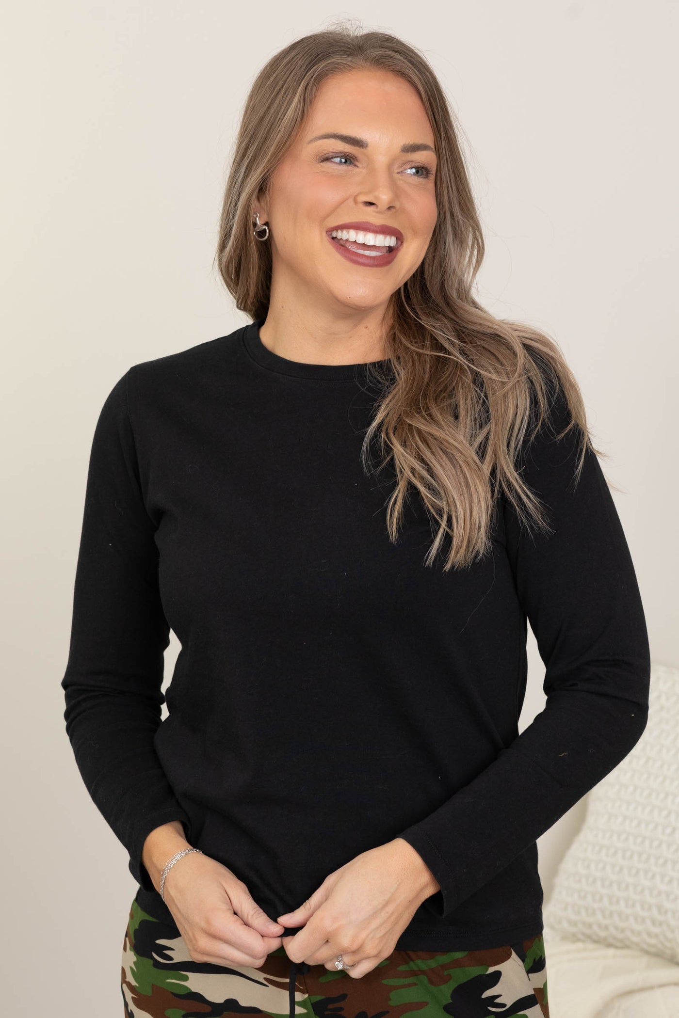 Soft Touch Long Sleeve Cotton Knit Tops