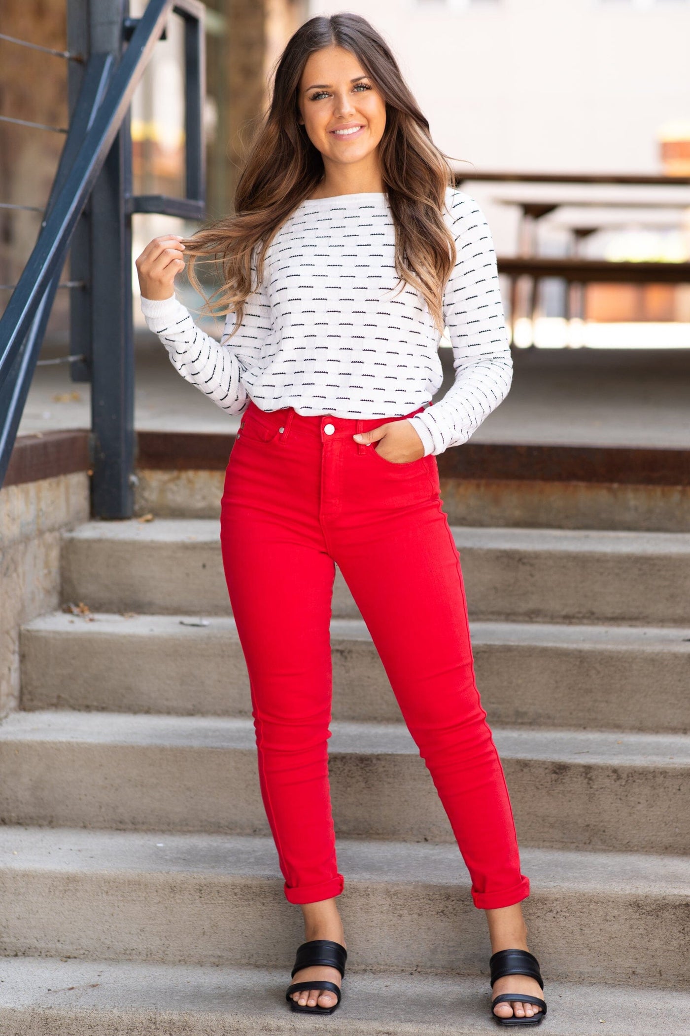 Judy Blue Red Tummy Control Skinny Jeans · Filly Flair
