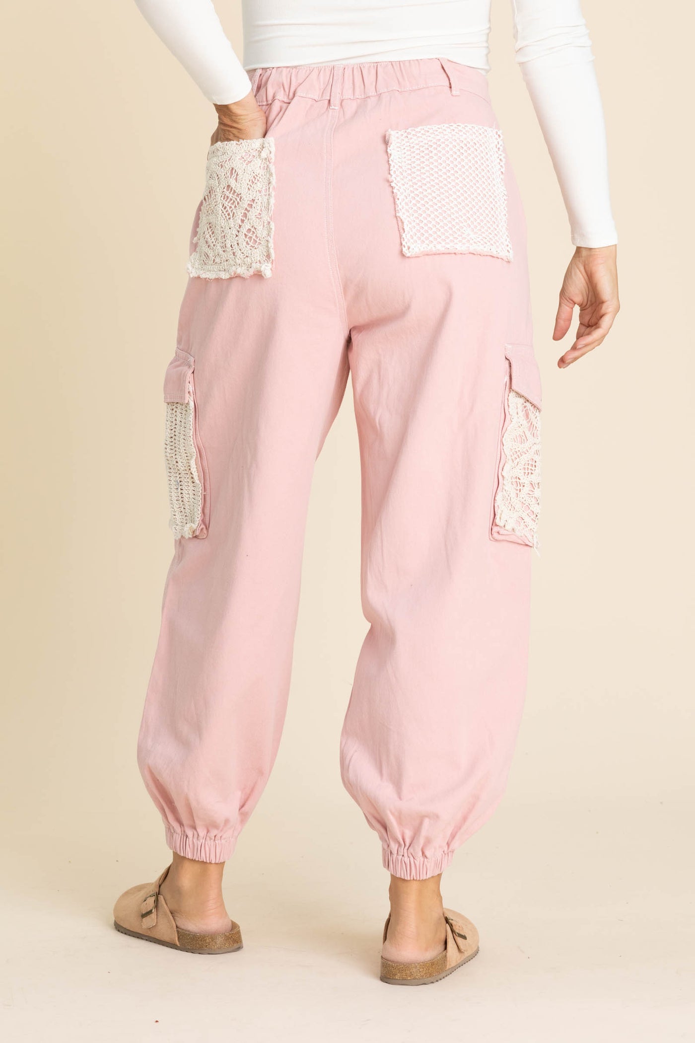 Drawstring Crochet Pants With Cargo Pockets