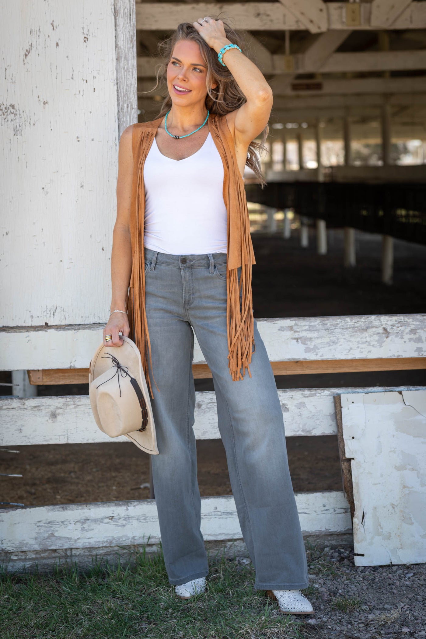 Hidden Grey Stretch Mid Rise Dad Jean