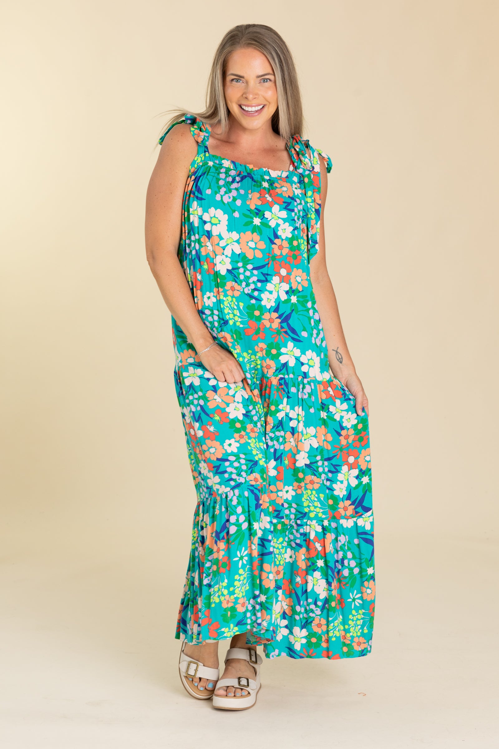 knee length dresses for ladies Shop Tie dye Open Back Maxi Dress