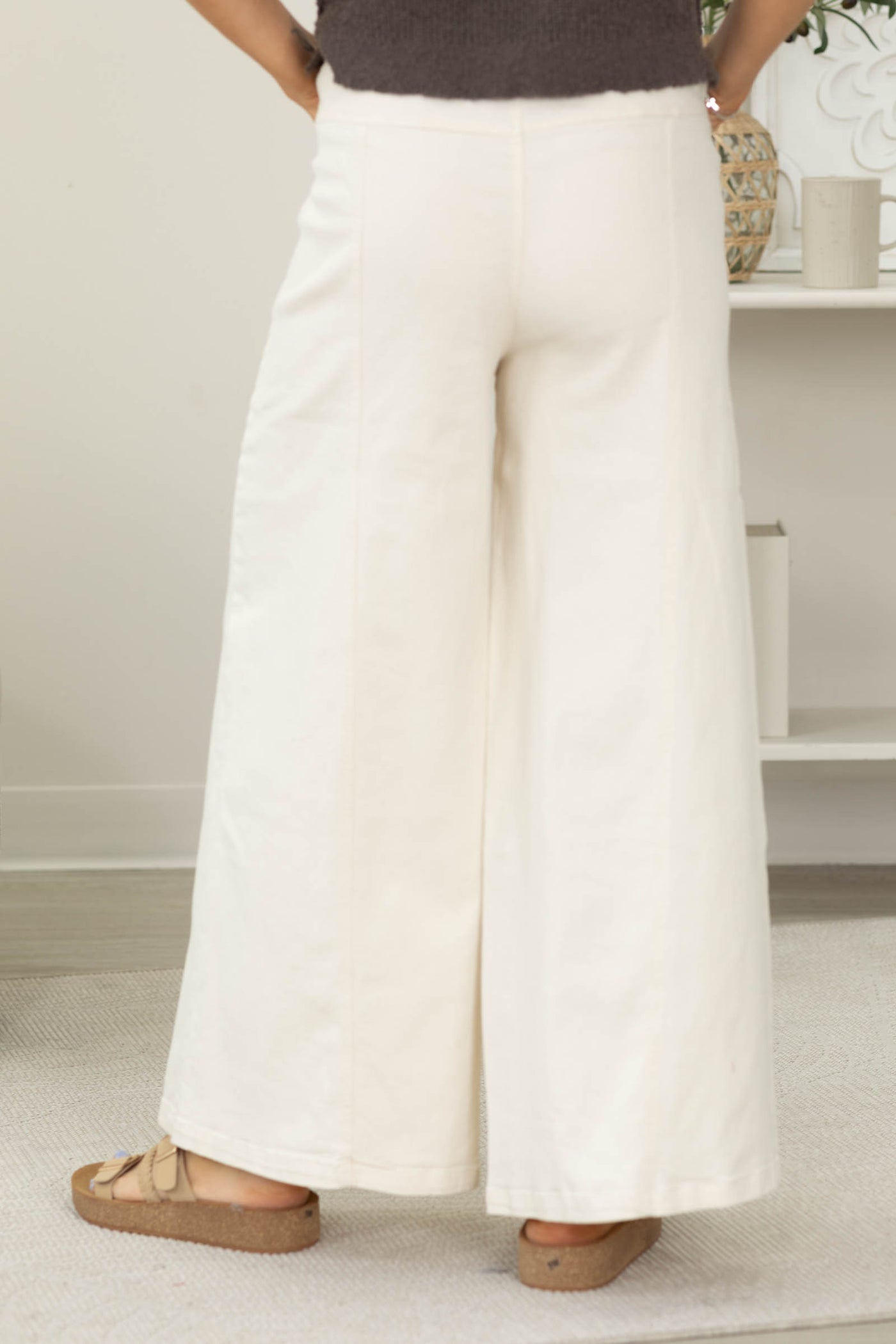 Elastic Waist Wide Leg Pants- 100% Cotton