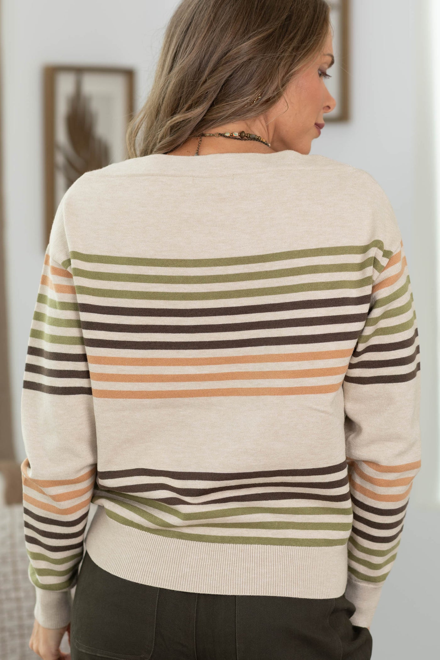 Staccato Multicolor Stripe Boat Neck Pullover Sweater