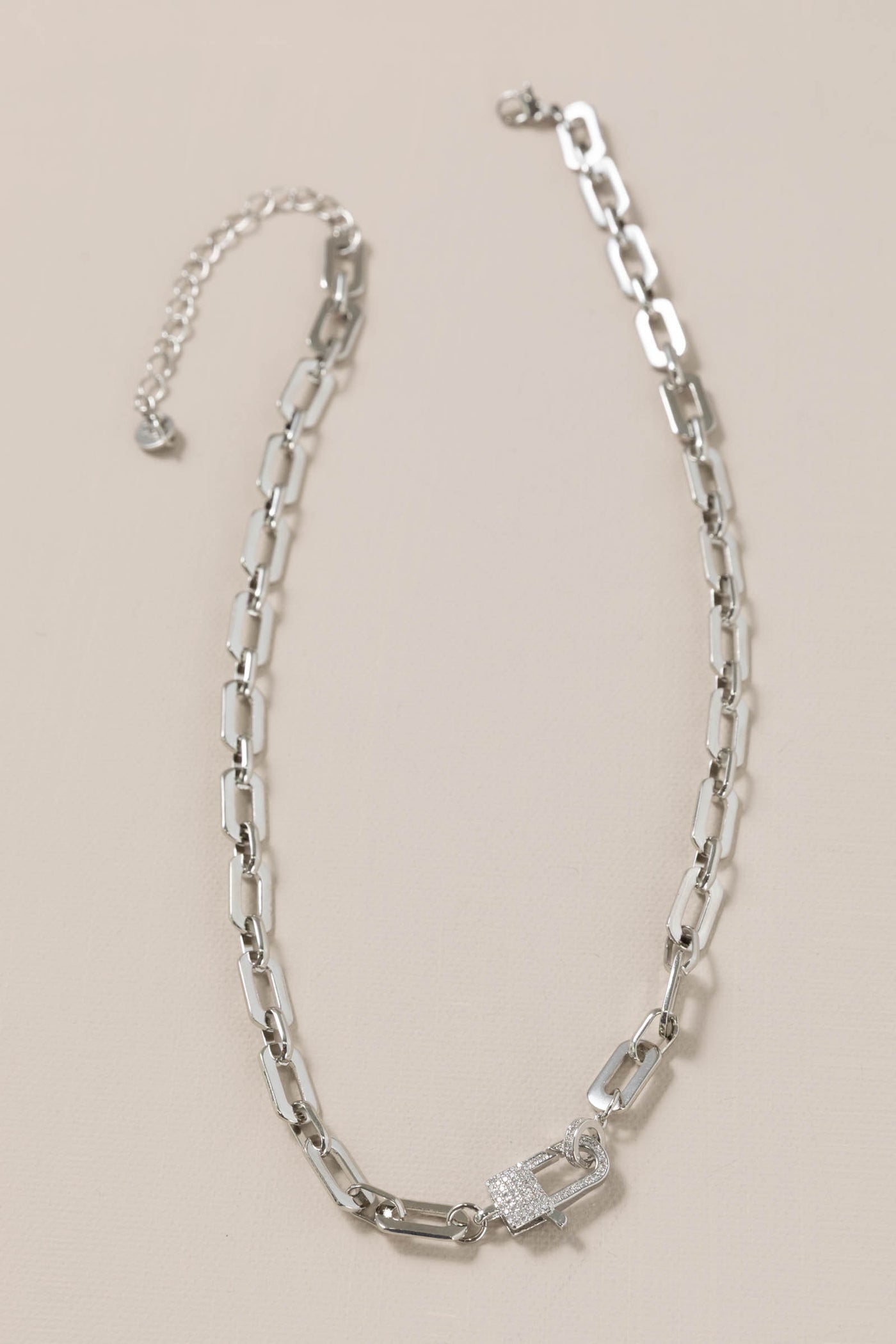 Silver Lock Crystal Necklace