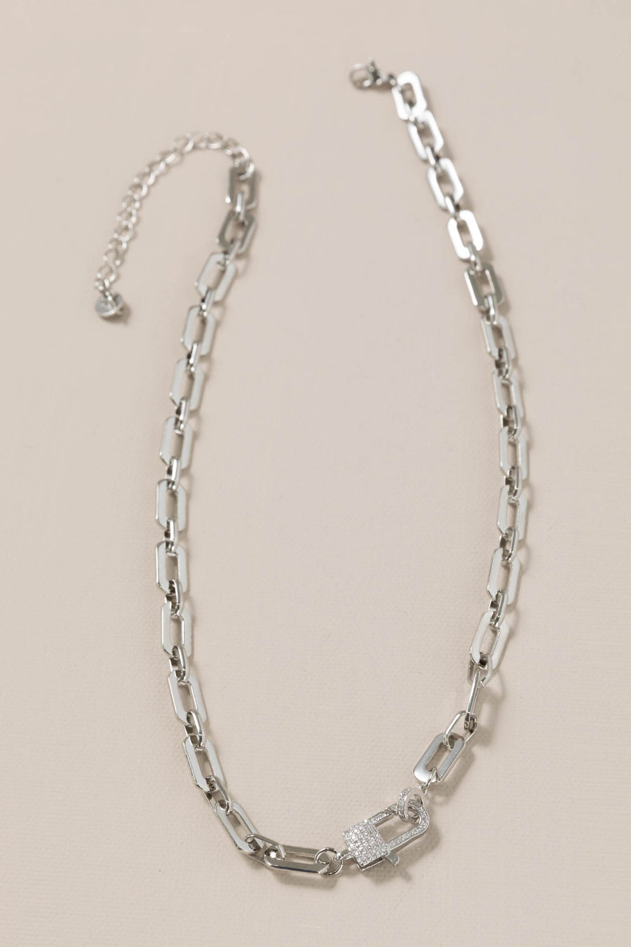 Silver Lock Crystal Necklace
