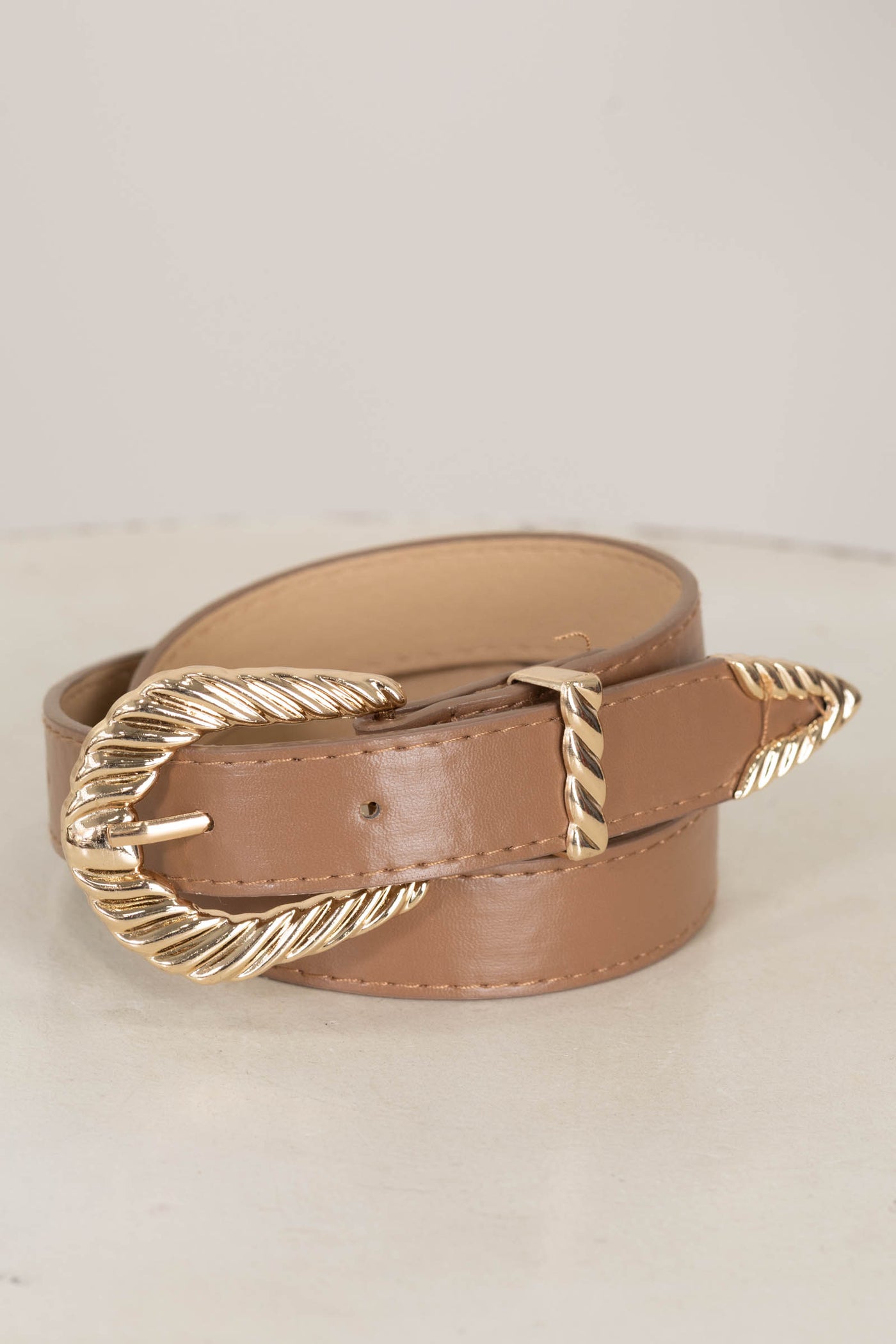 Western Carved Buckle Faux Leather Belts