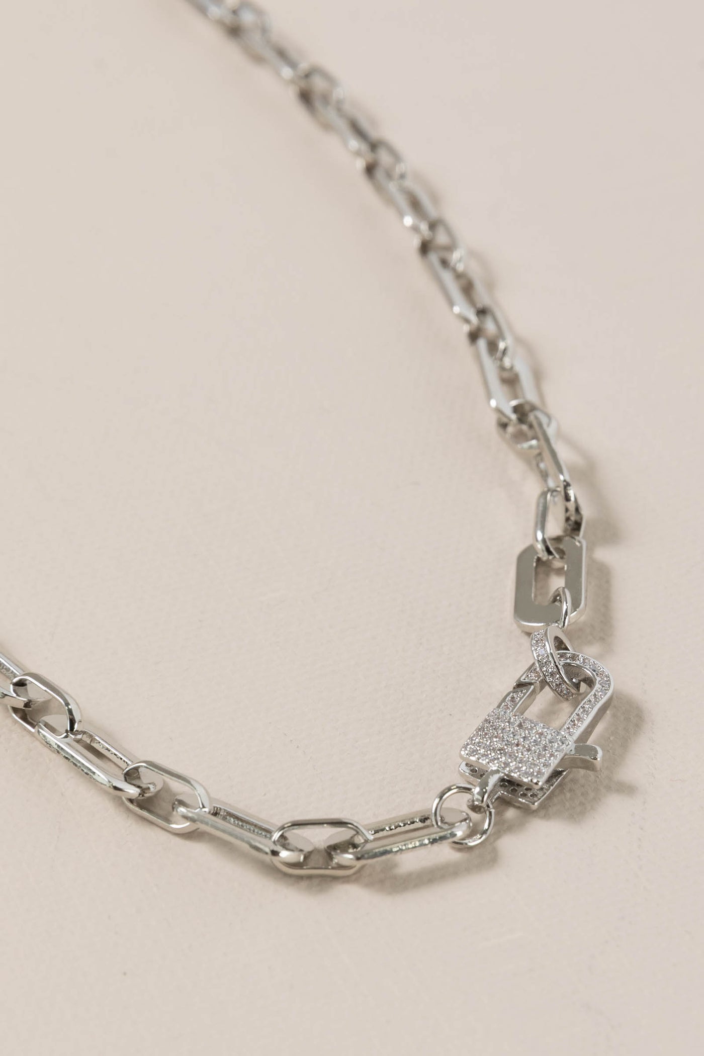 Silver Lock Crystal Necklace