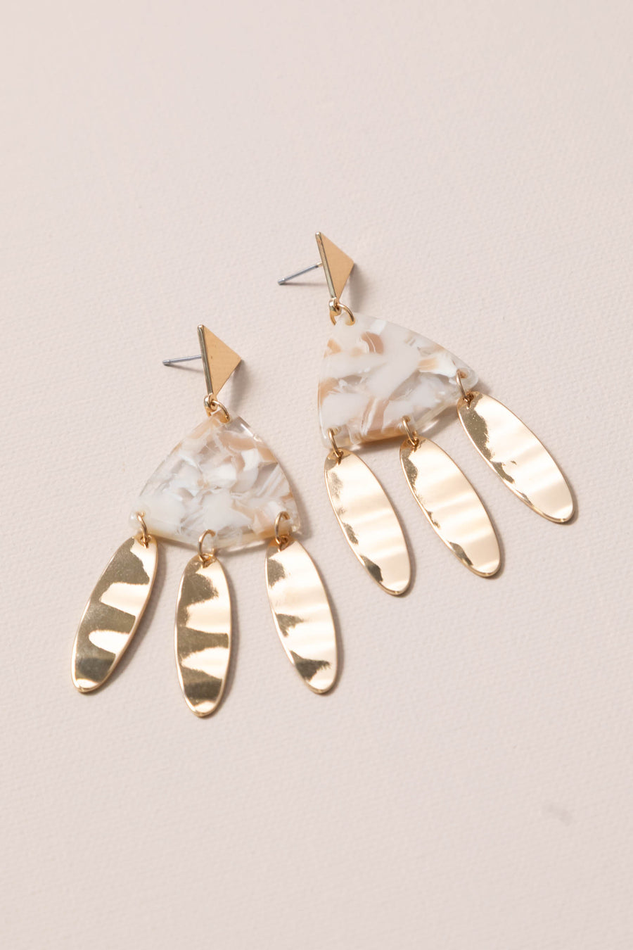 Gold Triangle Acrylic Mix Drop Earrings