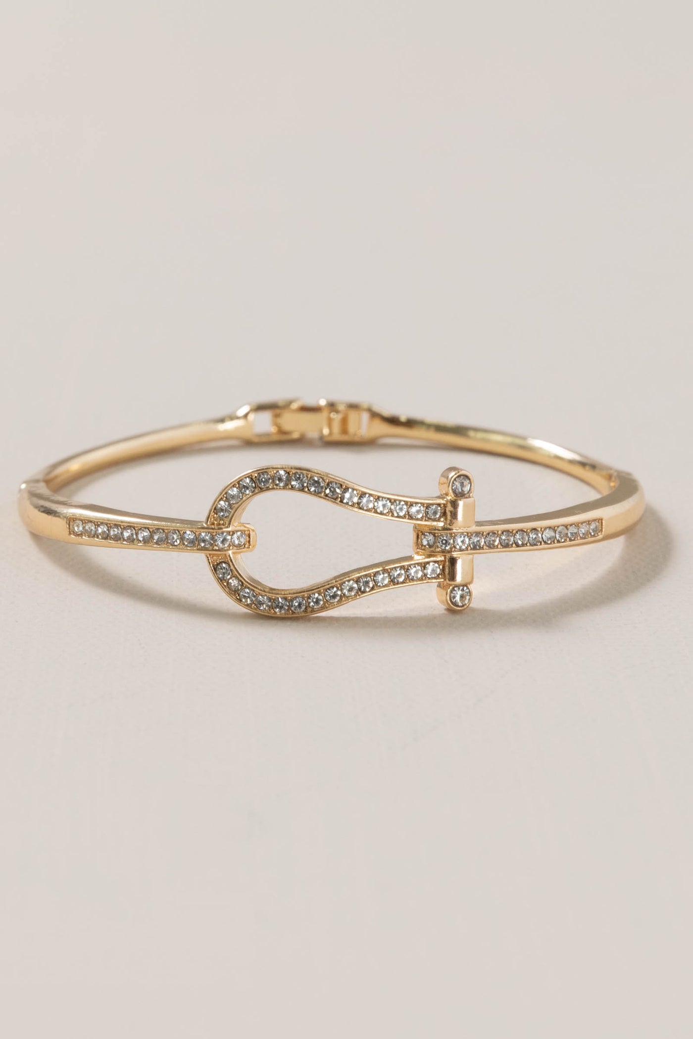 Gold Hinged With Rhinestone Horseshoe Bracelet