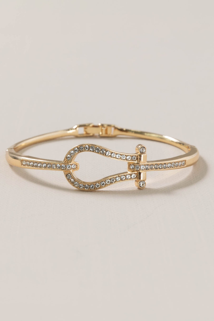 Gold Hinged With Rhinestone Horseshoe Bracelet