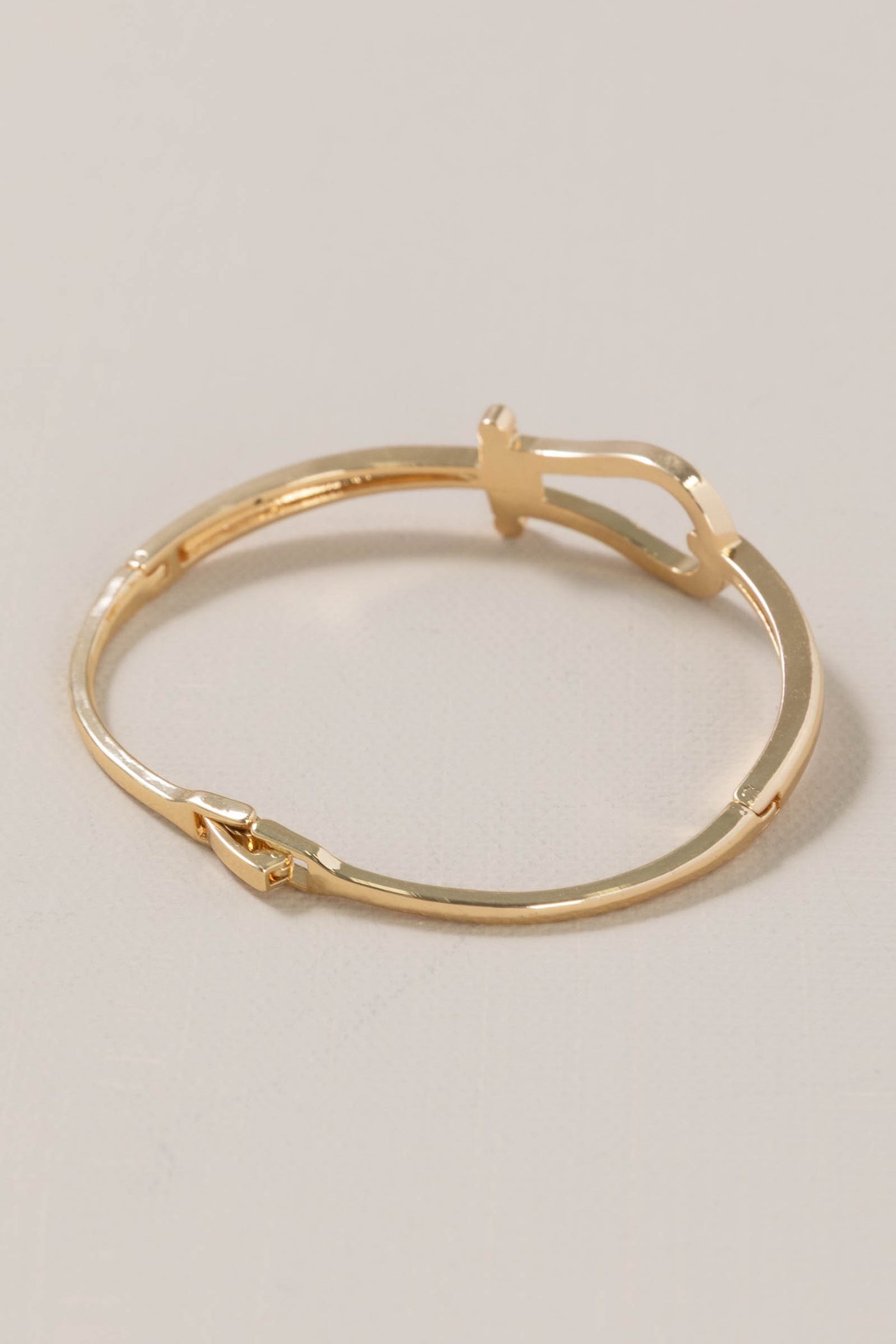 Gold Hinged With Rhinestone Horseshoe Bracelet