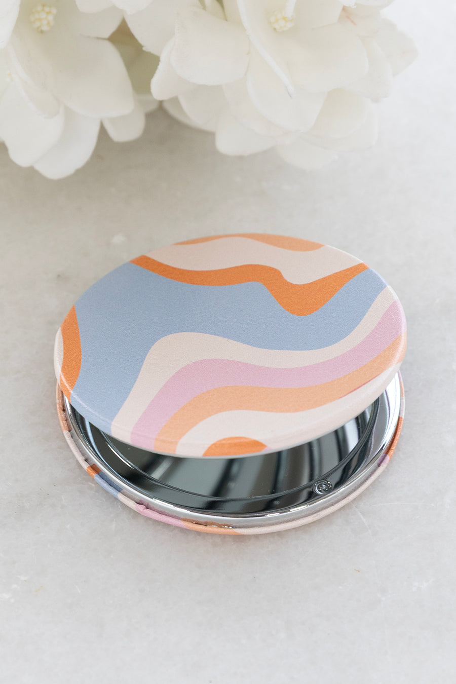 Wave Print Compact Double Sided Mirror