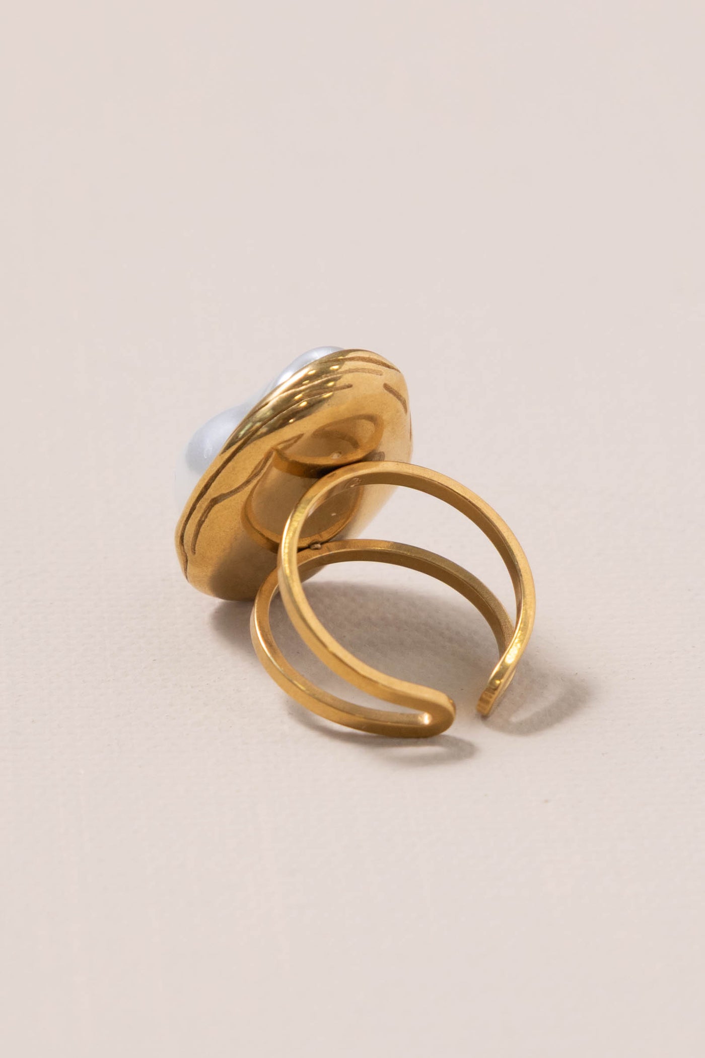 Gold 18k Stainless Steel Pearl Ring