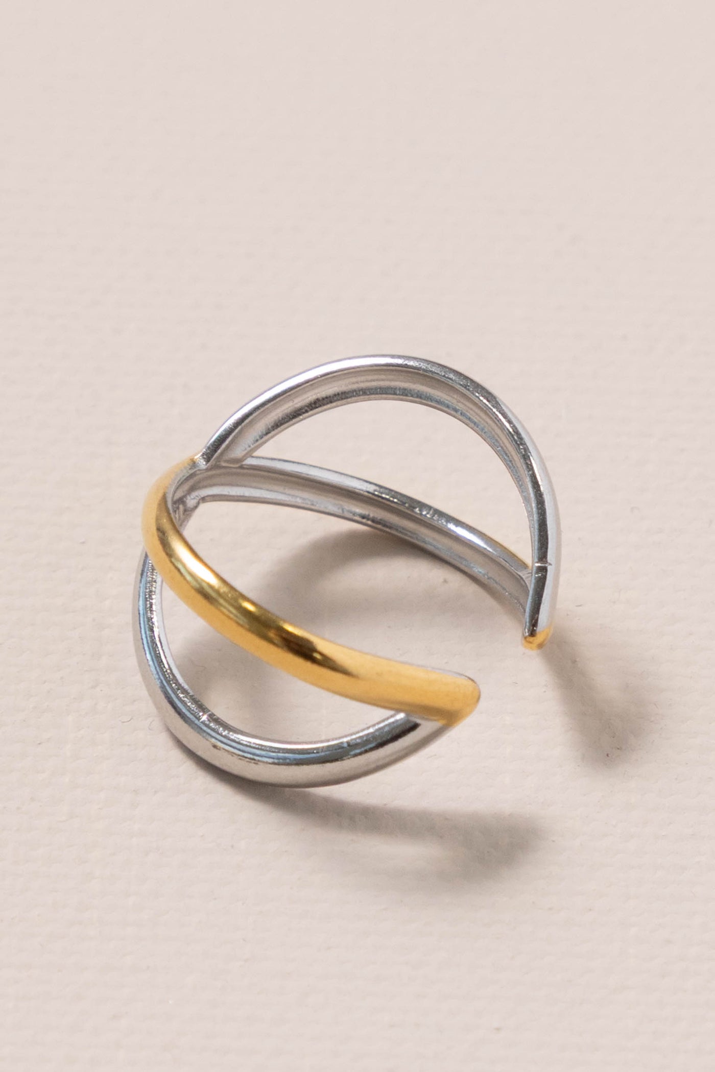 Gold And Silver Abstract Tarnish Free Ring