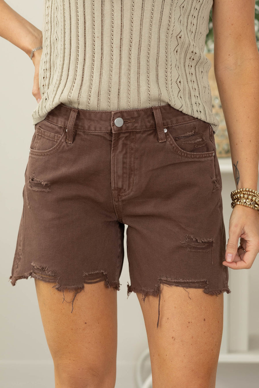 Mica 100% Cotton Boyfriend Fit Midi Shorts