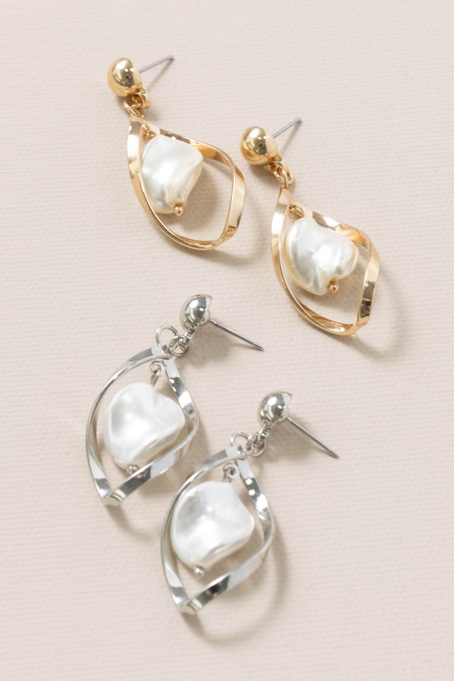 Twisted Teardrop Pearl Earrings