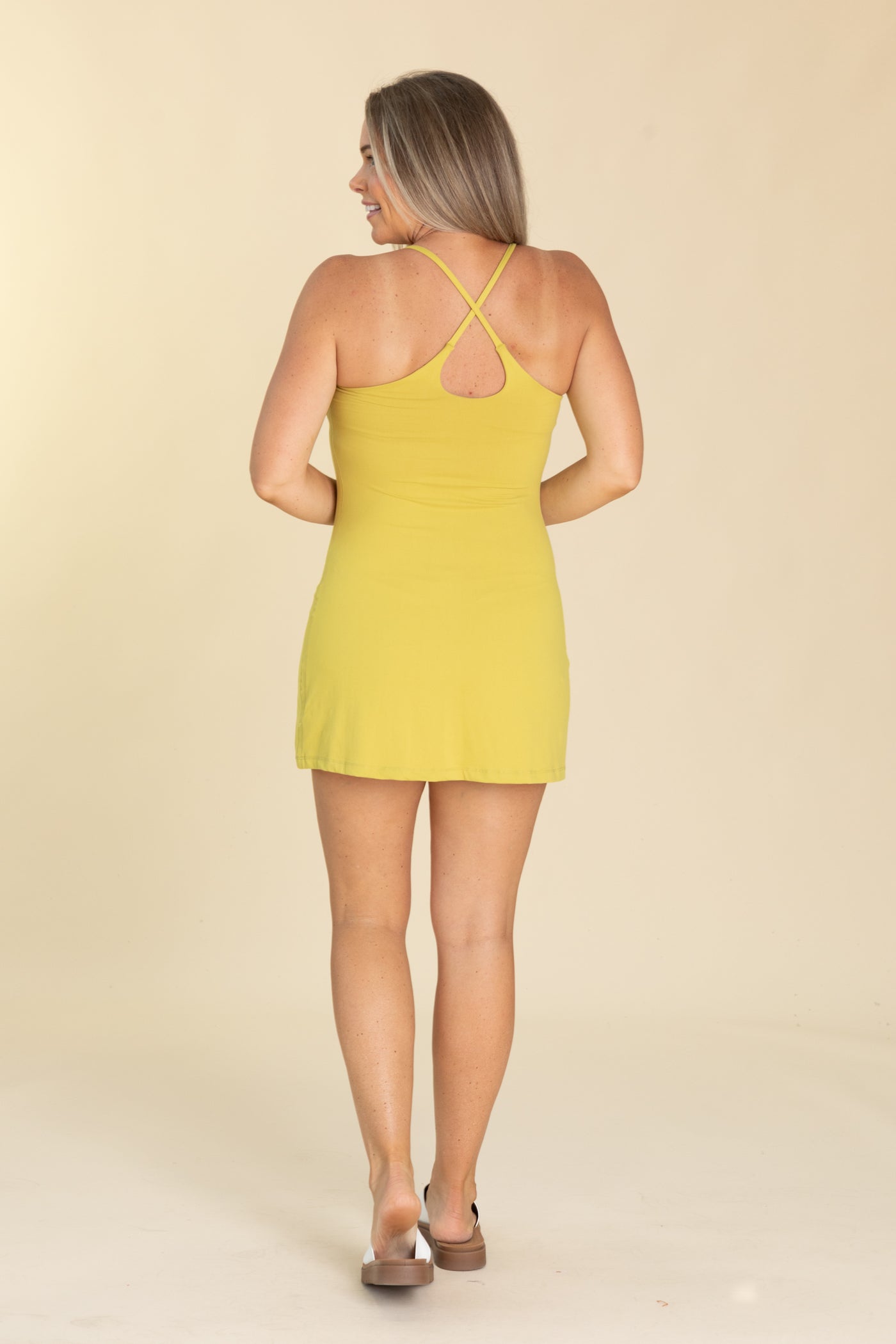 Light Olive Built In Bra Active Dress