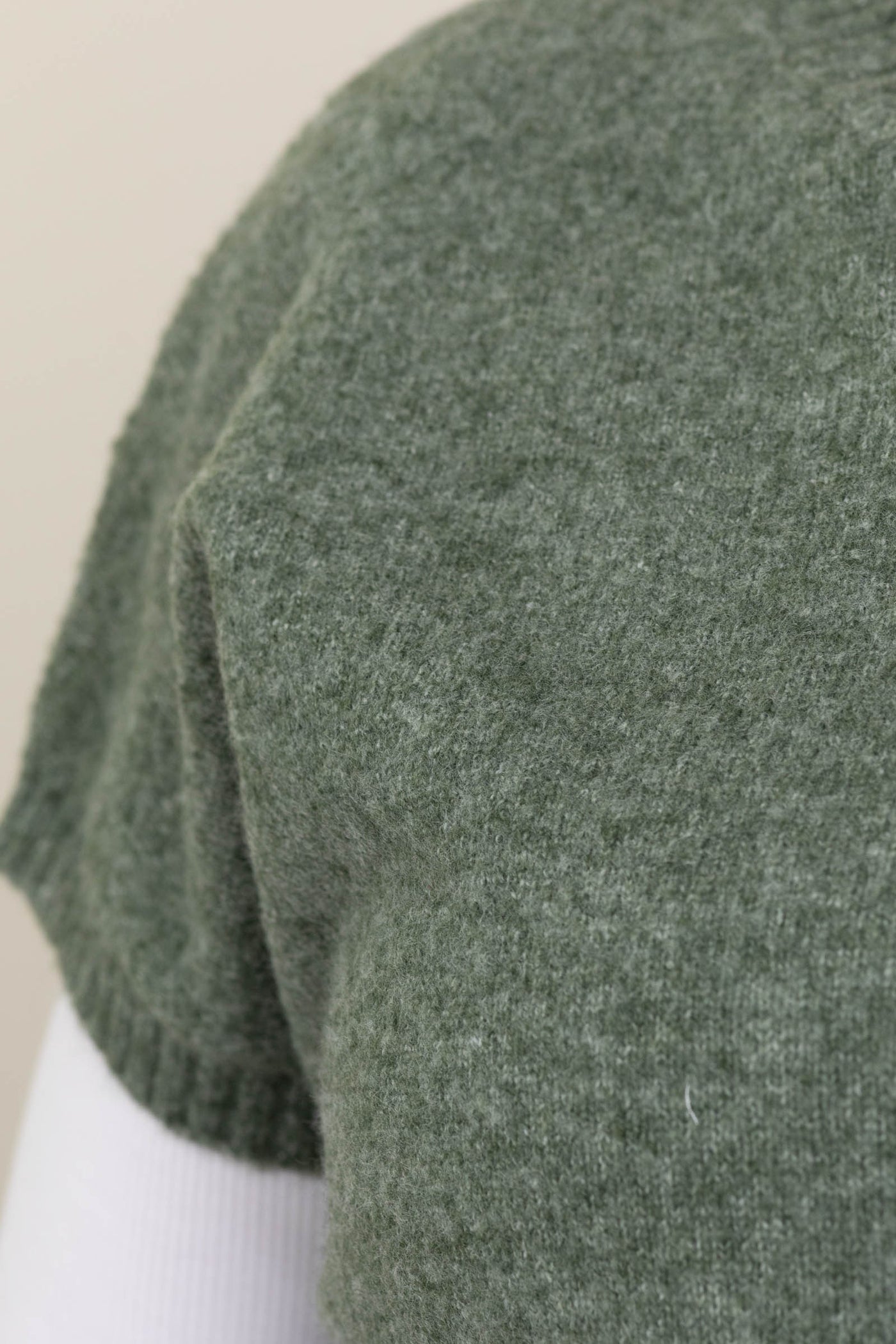 Dark Sage Mock Neck Solid Sweater Vest