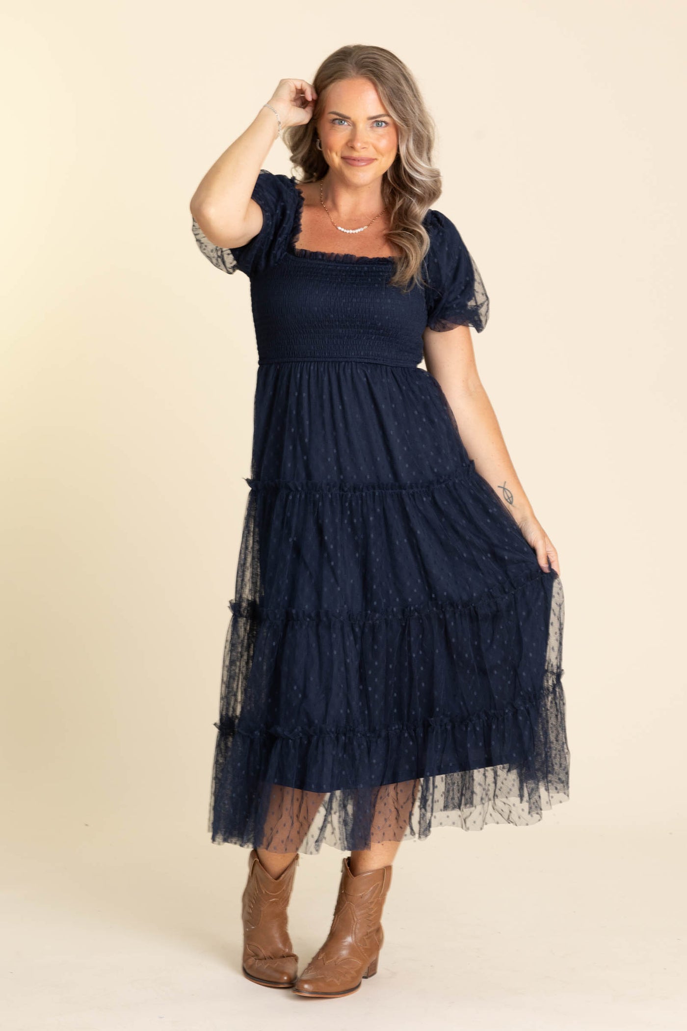 navy blue swiss dot dress Vintage 1940s Navy Blue Swiss Dot Dress | Barn Owl Vintage Dresses