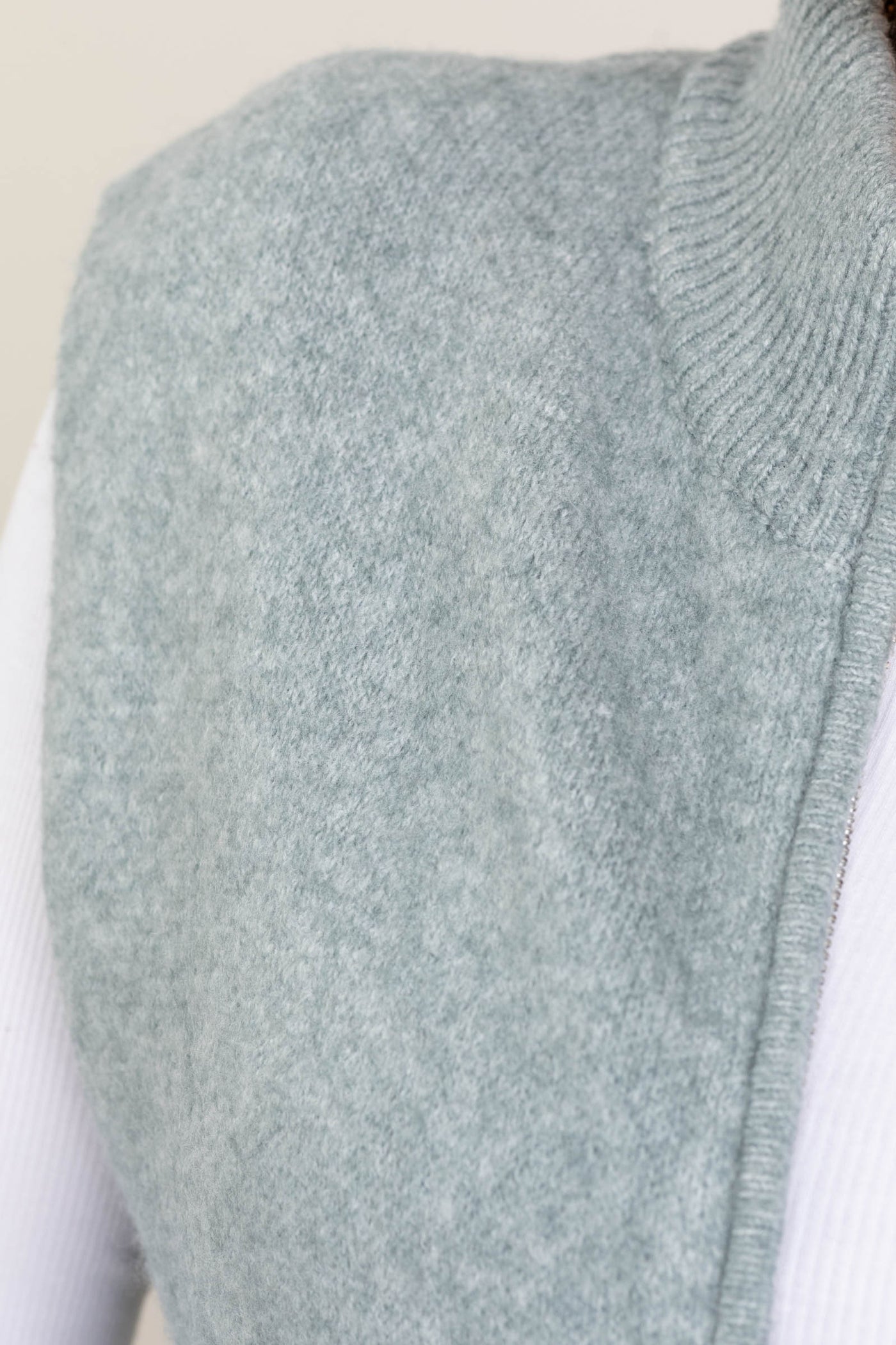 Zip Up Sweater Vests With Patch Pockets