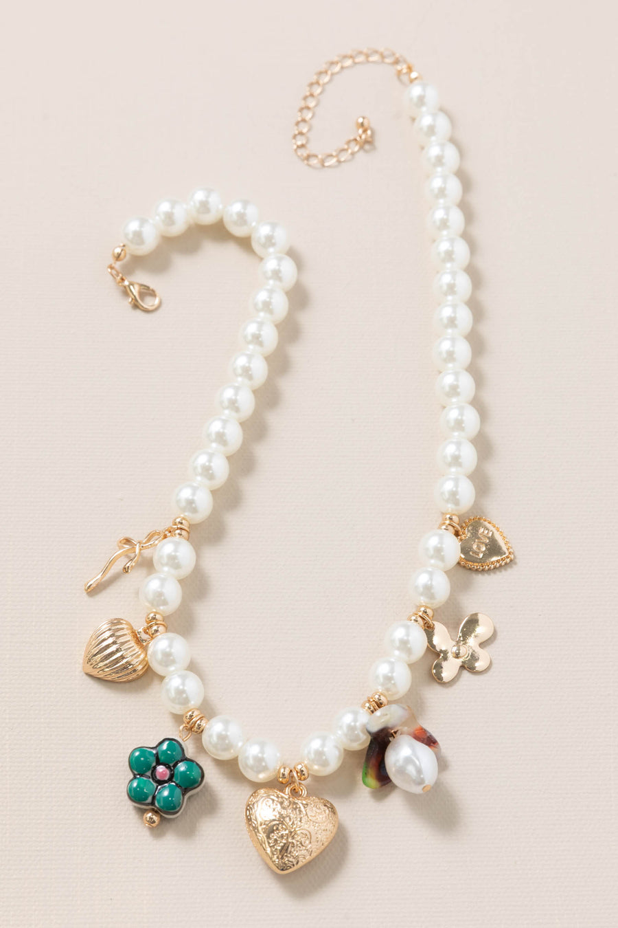 Pearl With Charms Necklace
