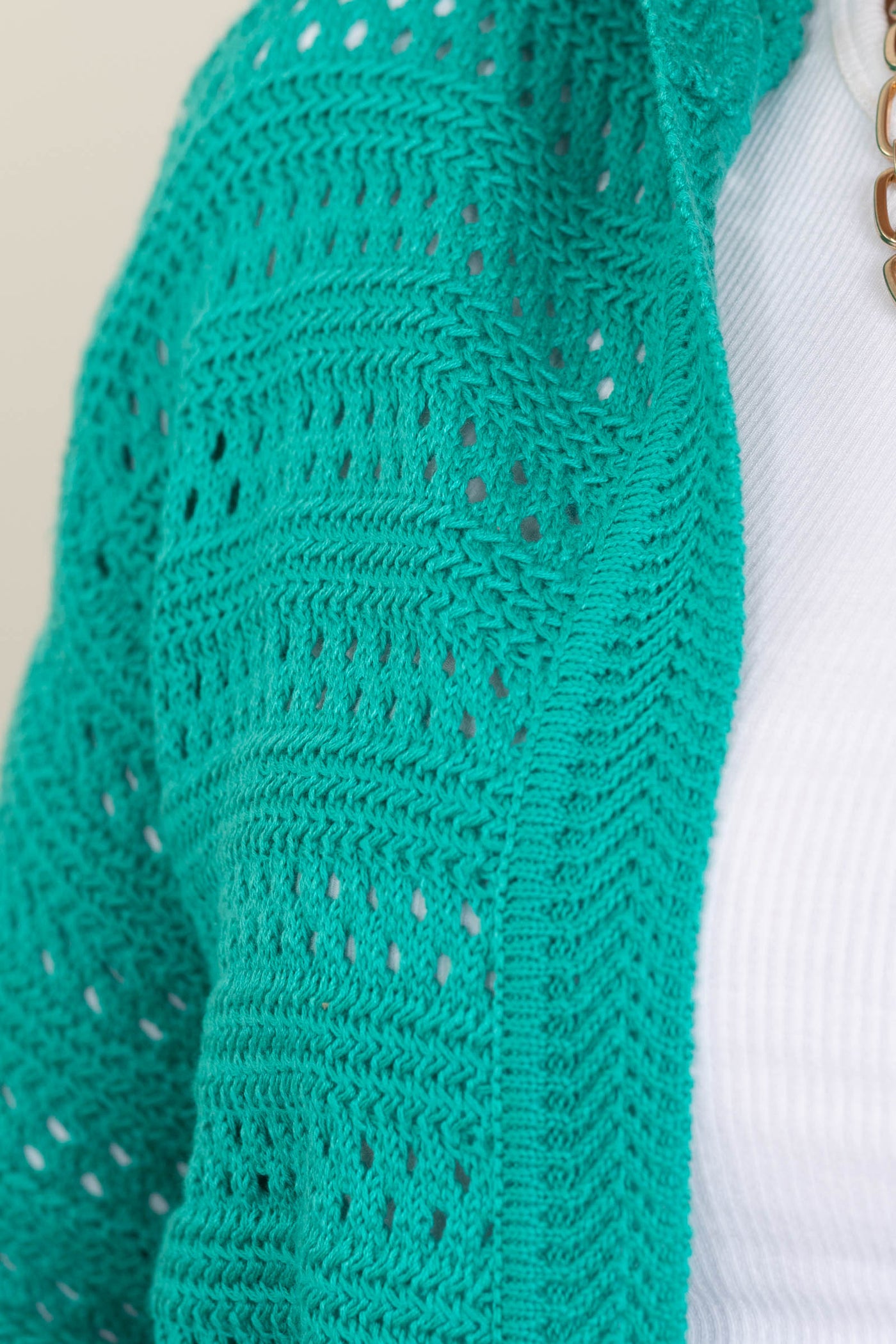 Light Teal Crochet Hoodie Sweater Cardigan