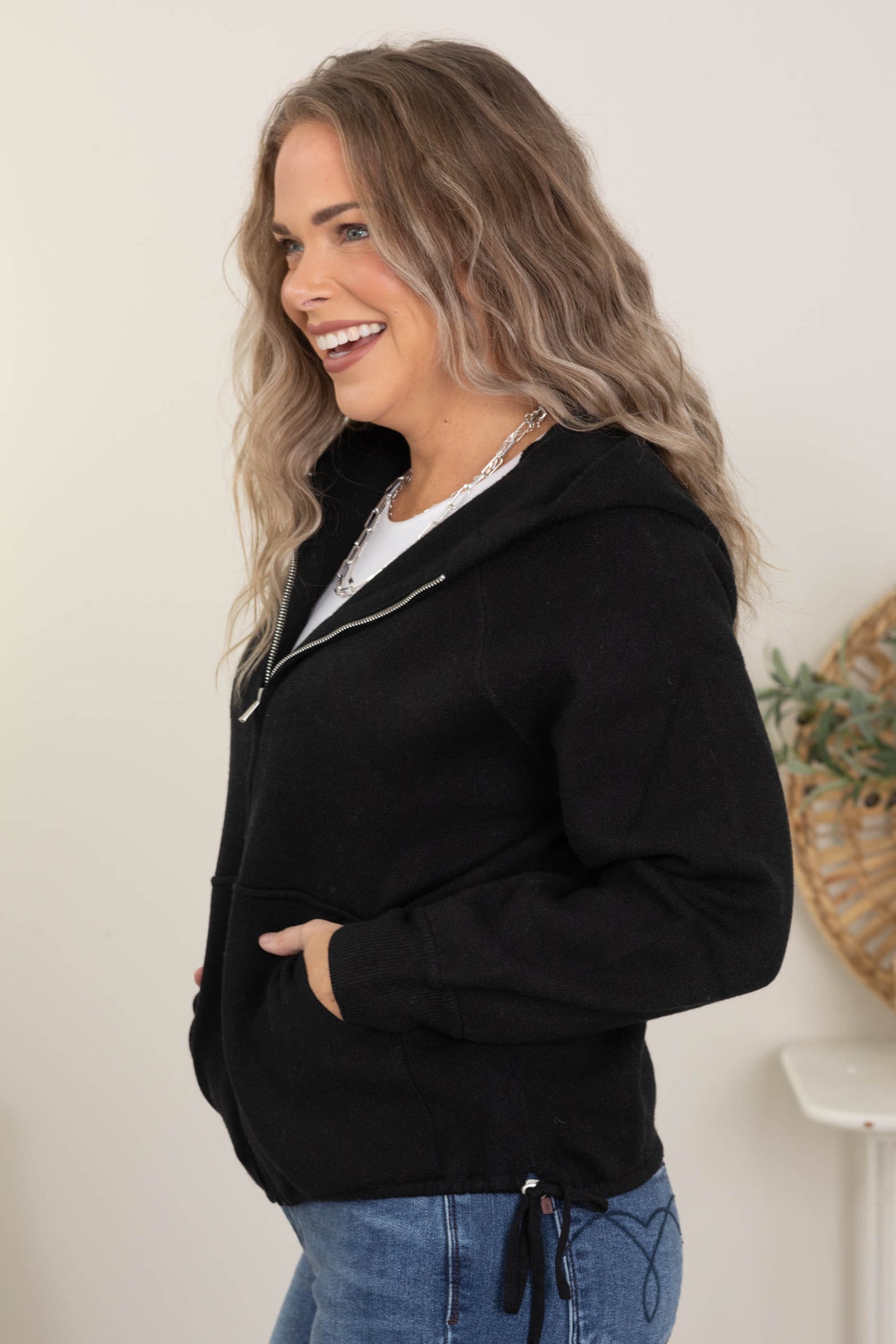 Black Zip Up Hoodie Sweater Jacket