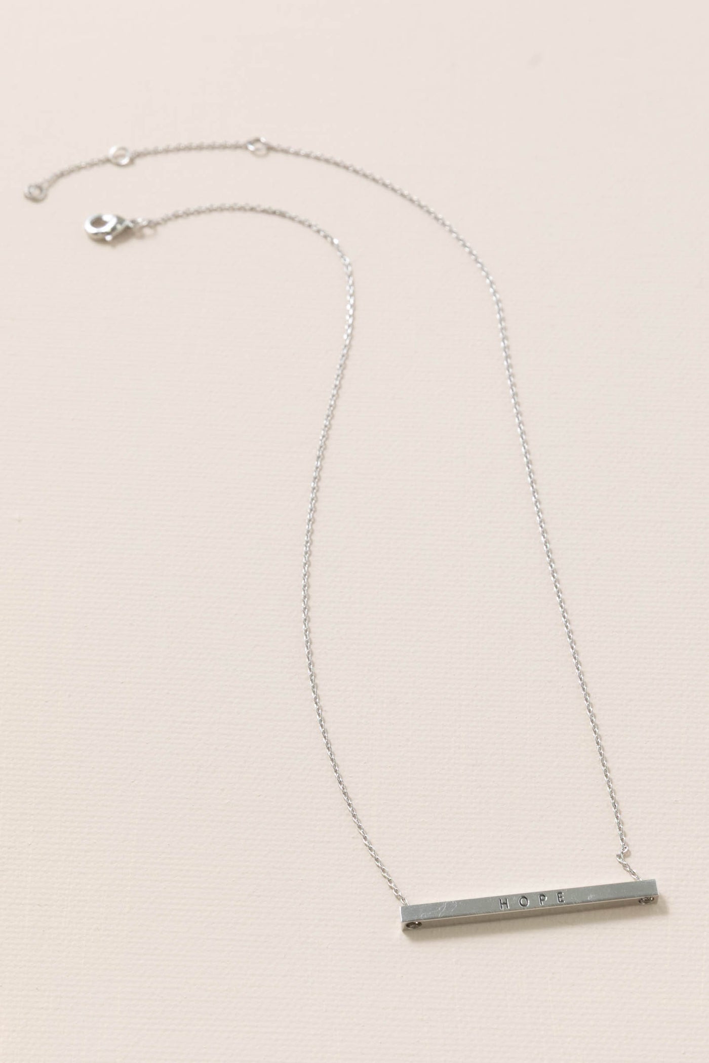 Hope Engraved Brass Bar Pendant Necklace
