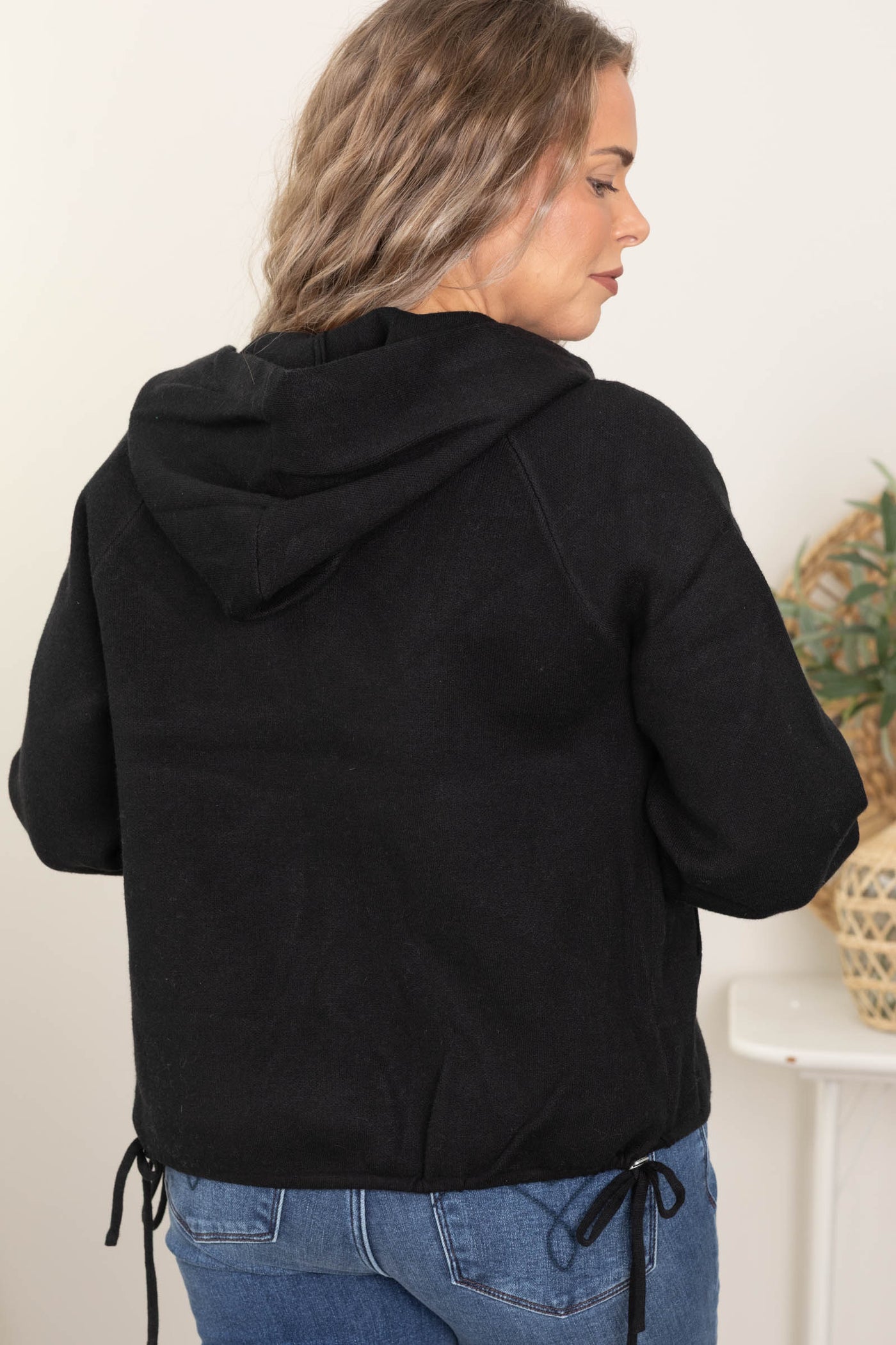 Black Zip Up Hoodie Sweater Jacket