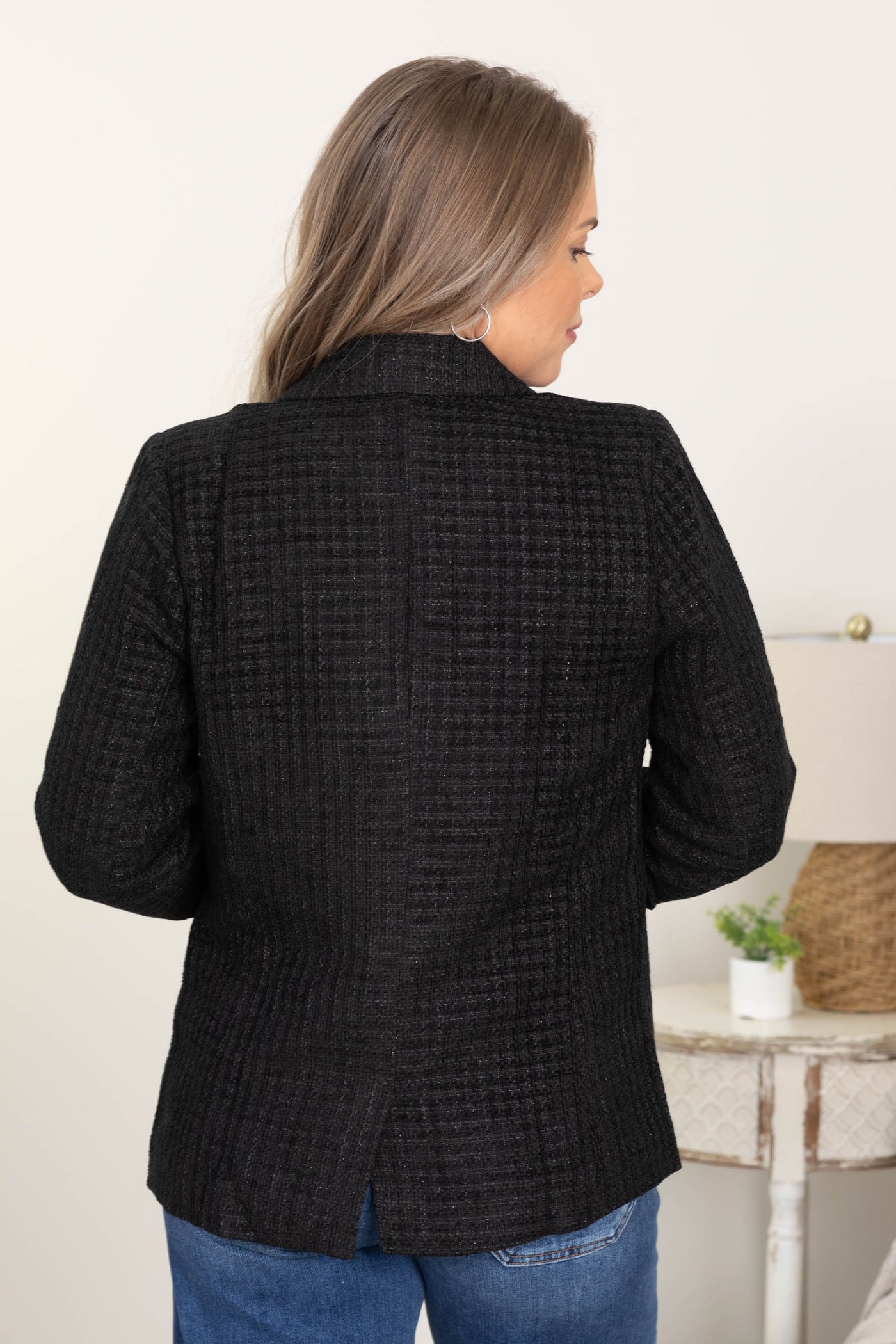 Black Tweed Blazer With Gold Lurex