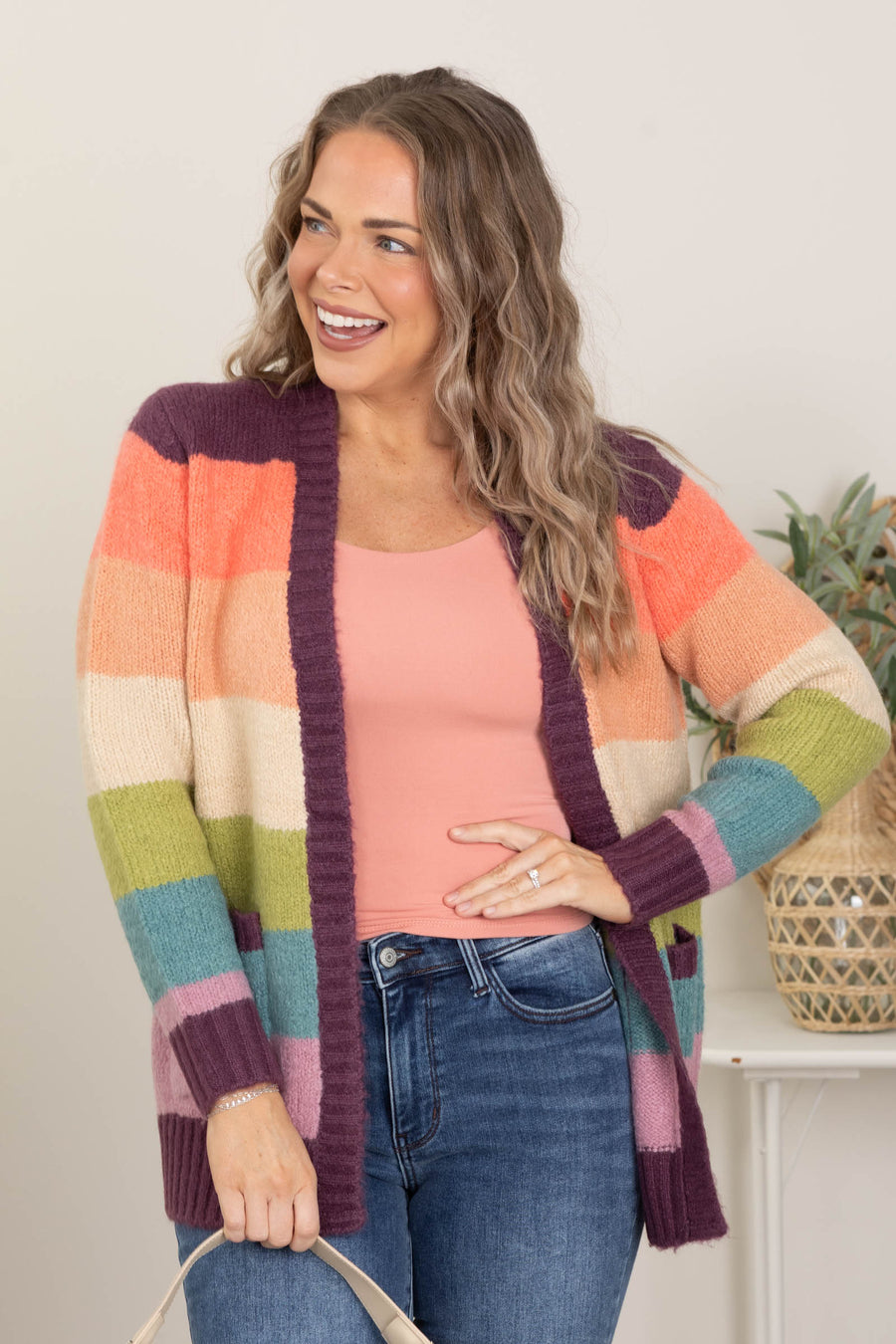 Multicolor Open Front Sweater Cardigans