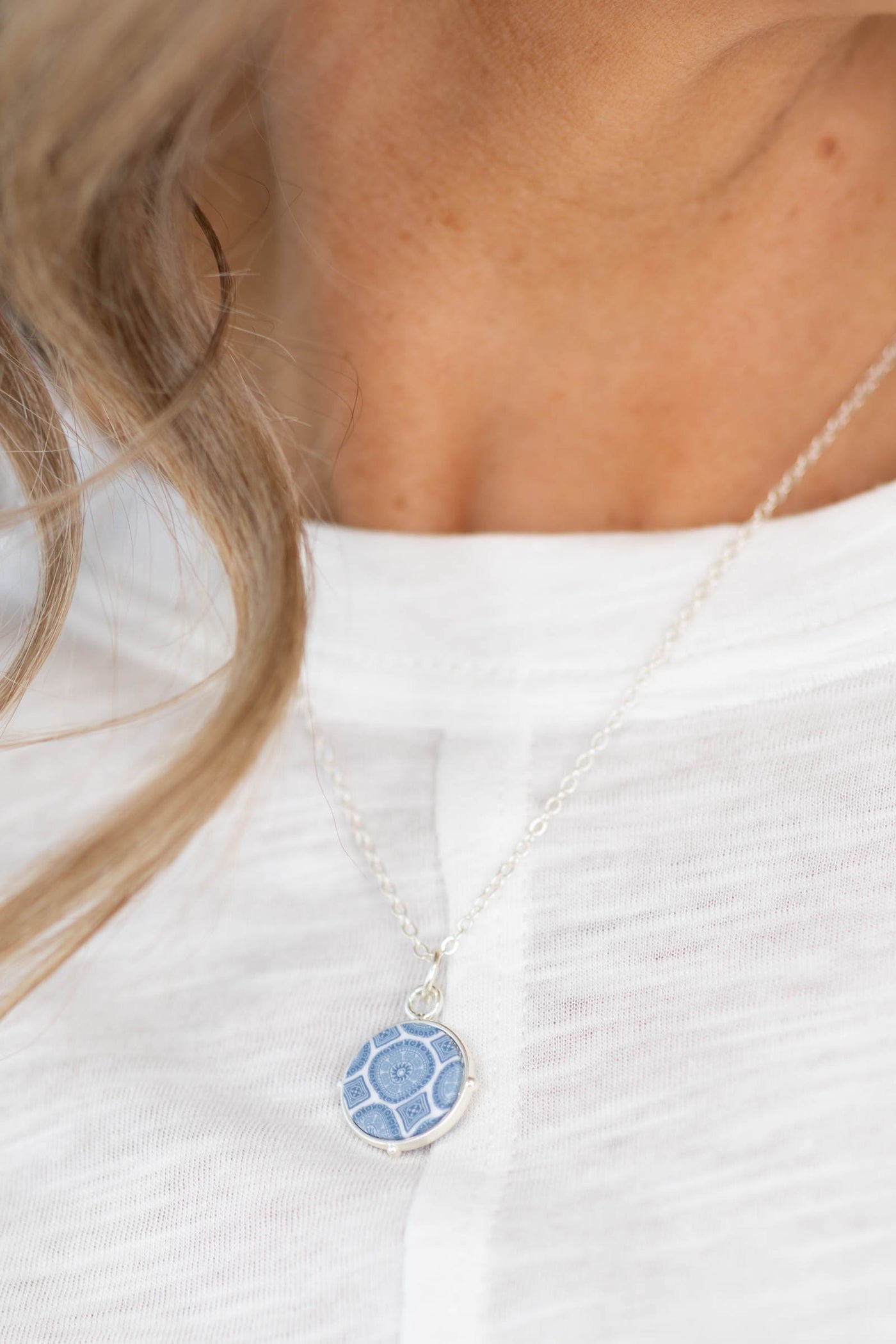 Silver Reversible Medallion Necklace