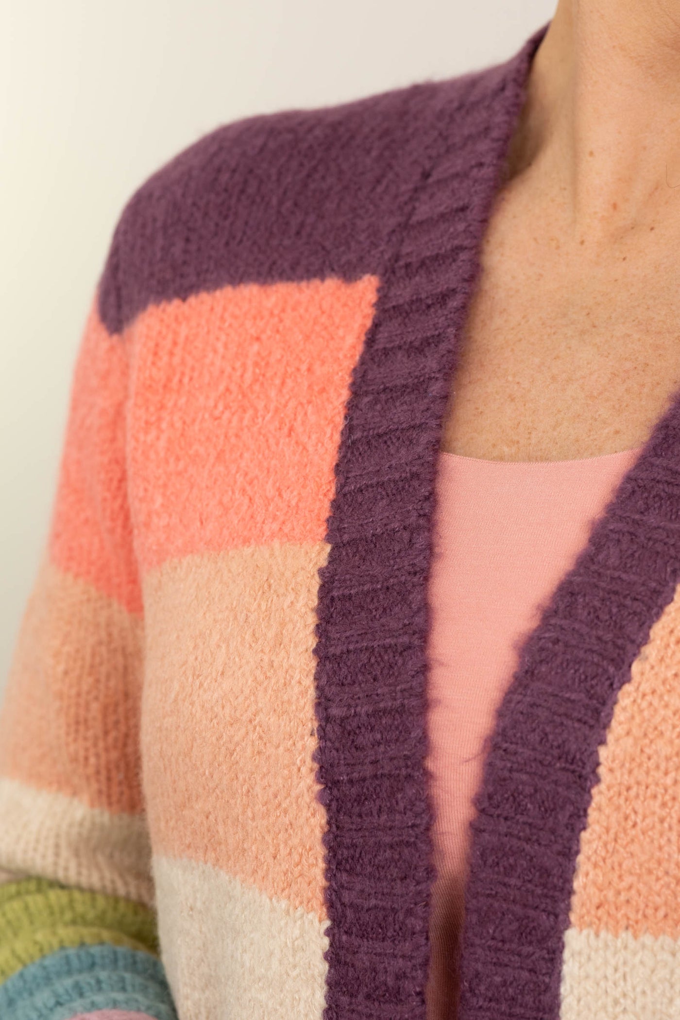 Multicolor Open Front Sweater Cardigans