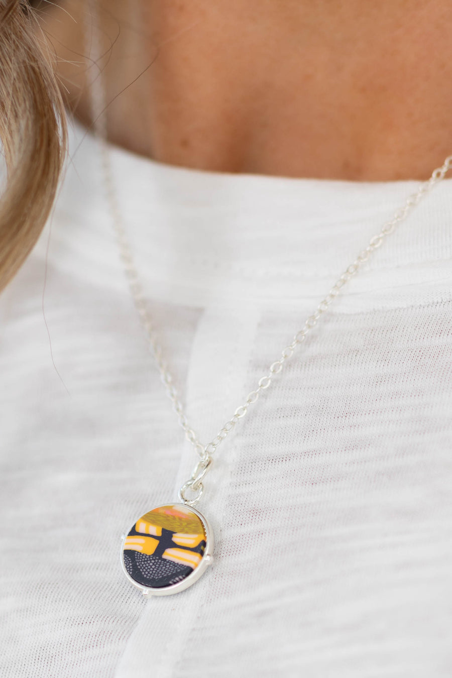 Silver Reversible Medallion Necklace