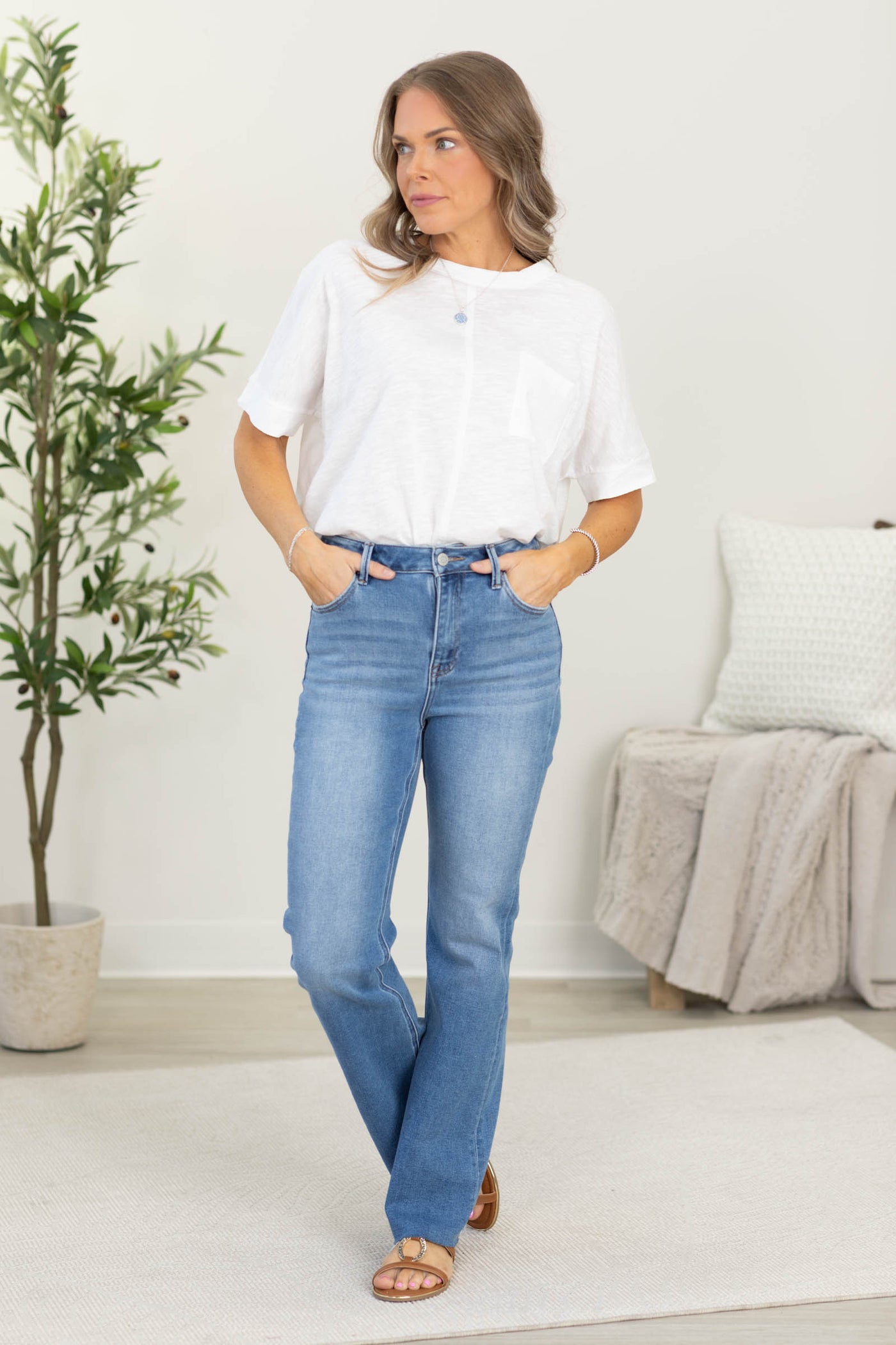 J21 Medium Wash High Rise Slim Bootcut Jeans