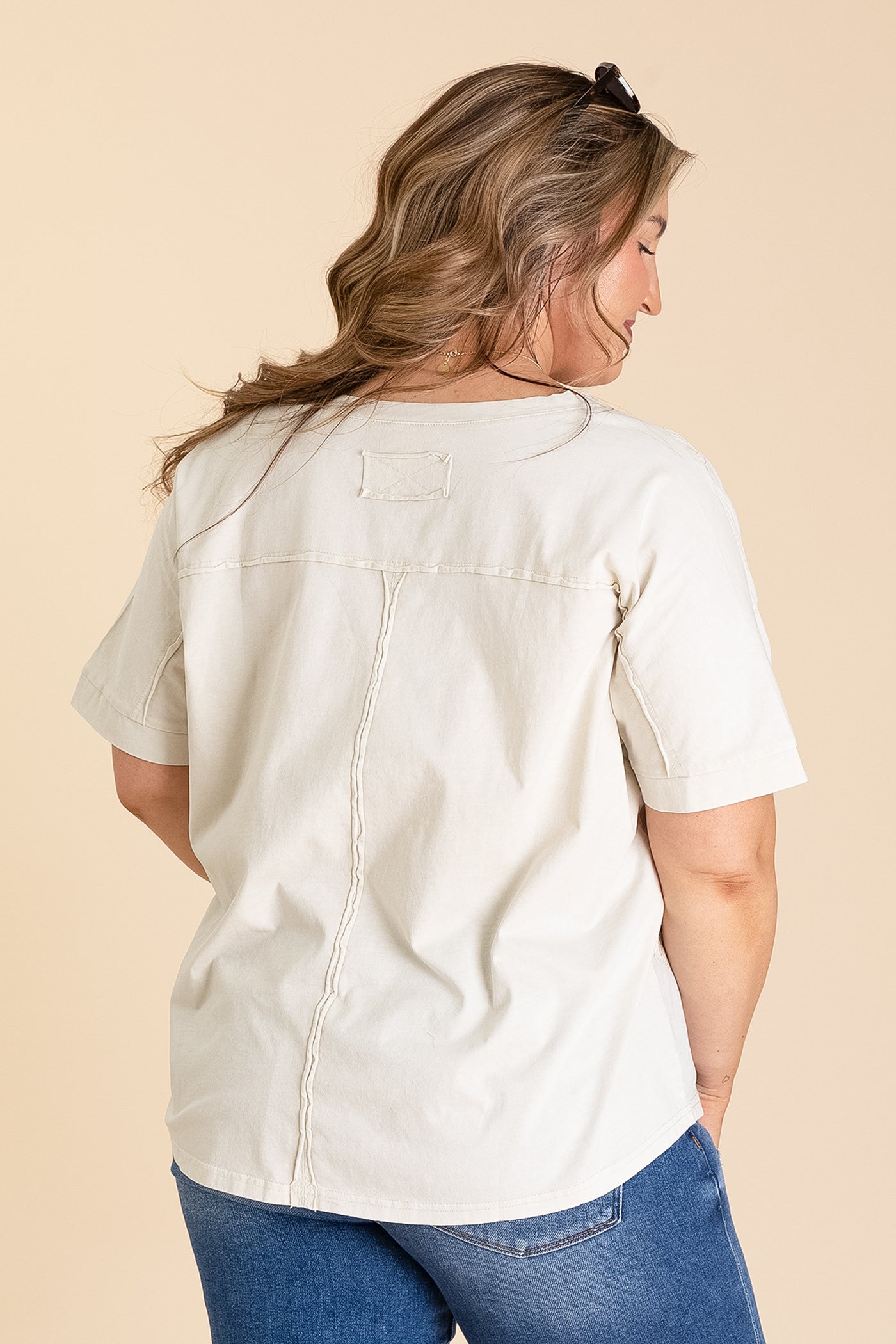 Beige Embroidery Floral Knit Top