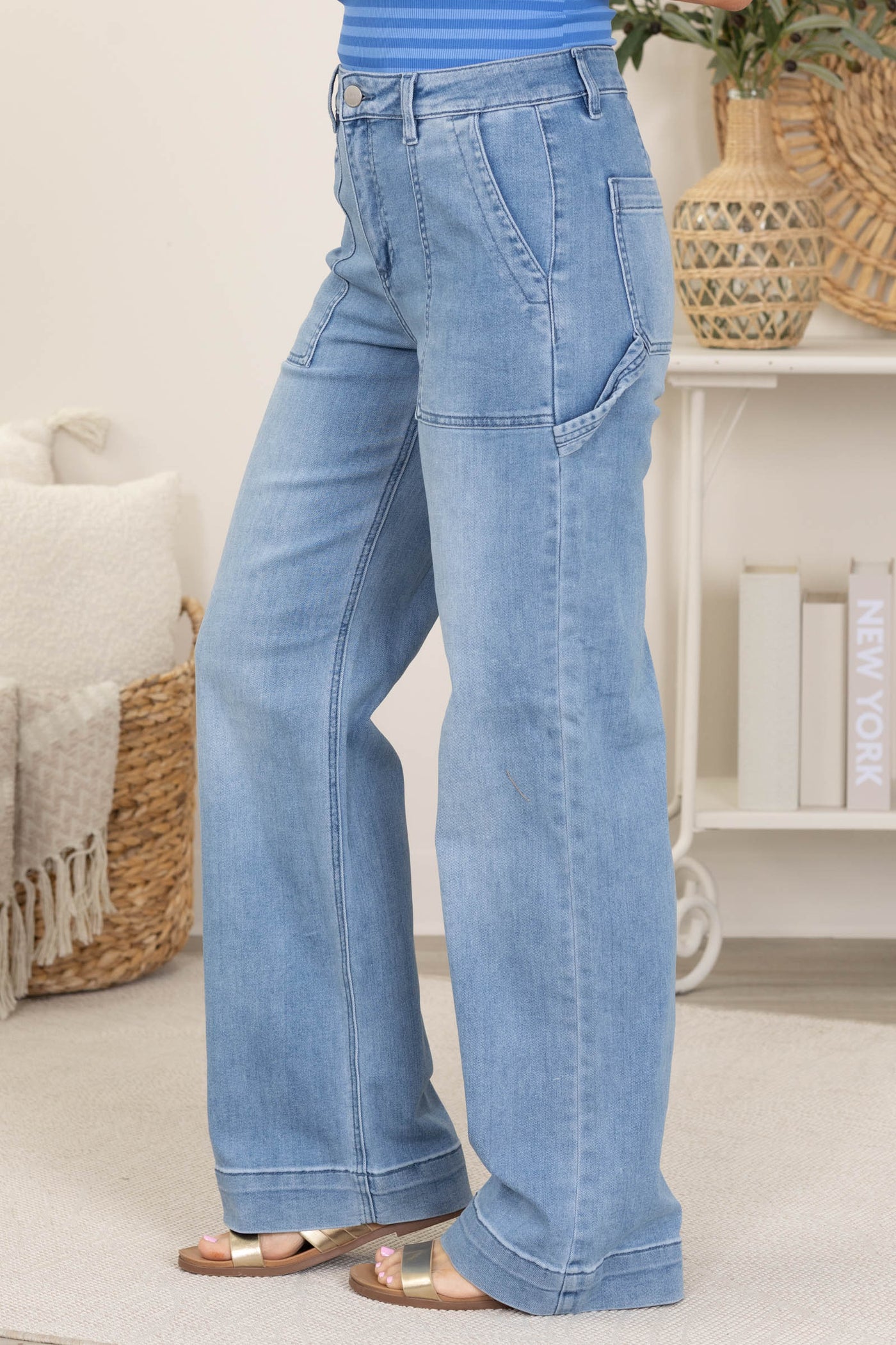 Risen High Rise Straight Leg Cargo Jeans