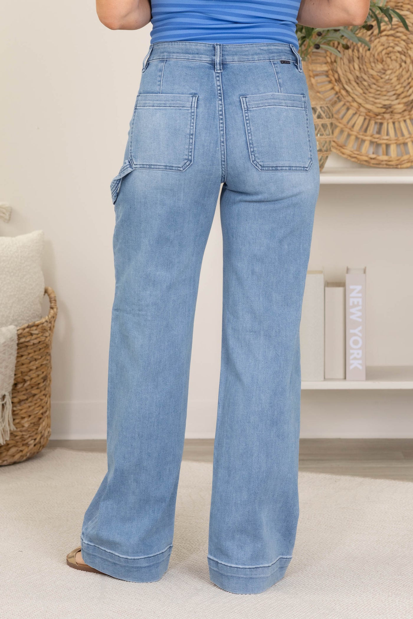 Risen High Rise Straight Leg Cargo Jeans