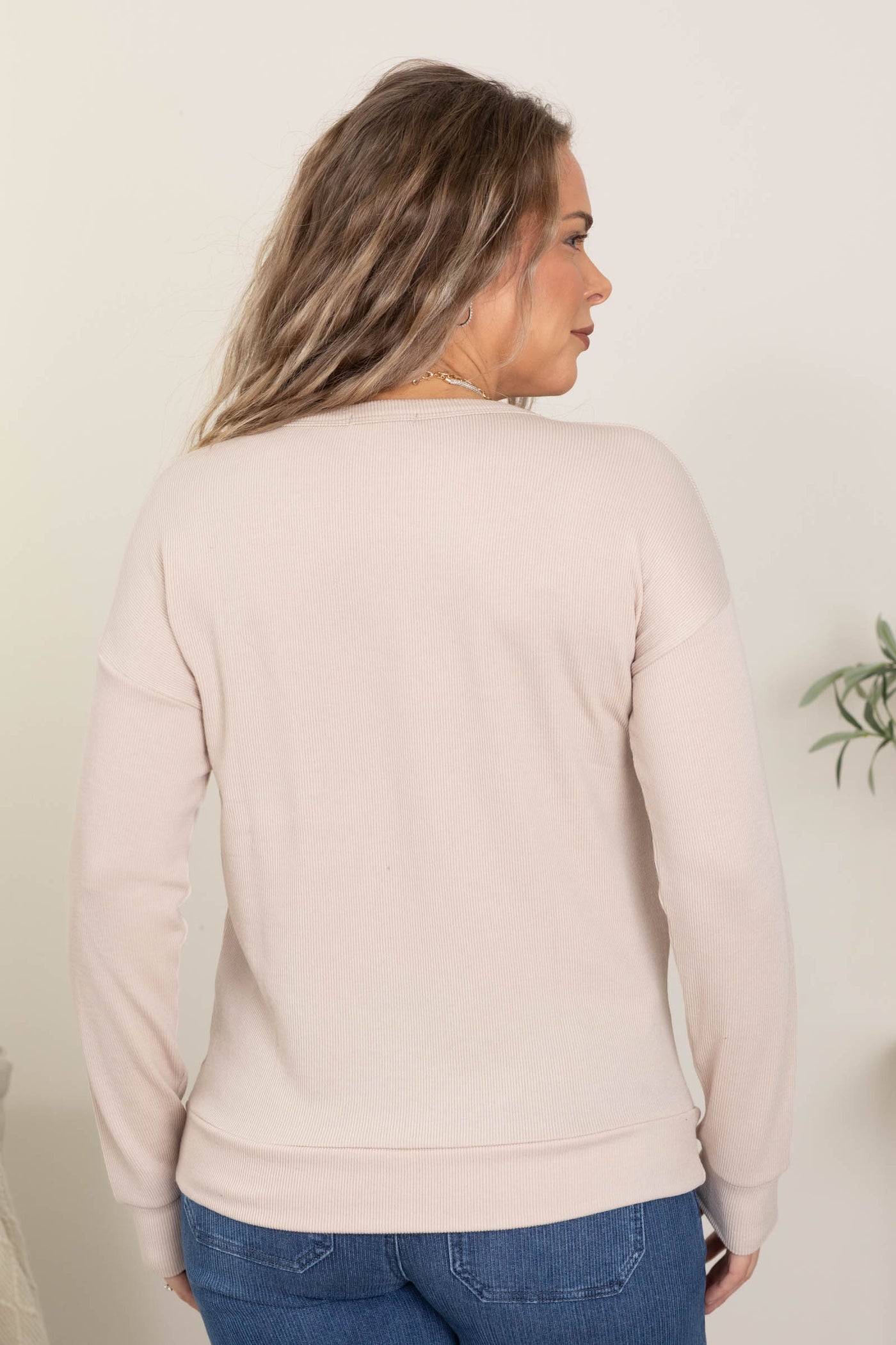 Long Sleeve Monaco Rib Textured Knit Tops